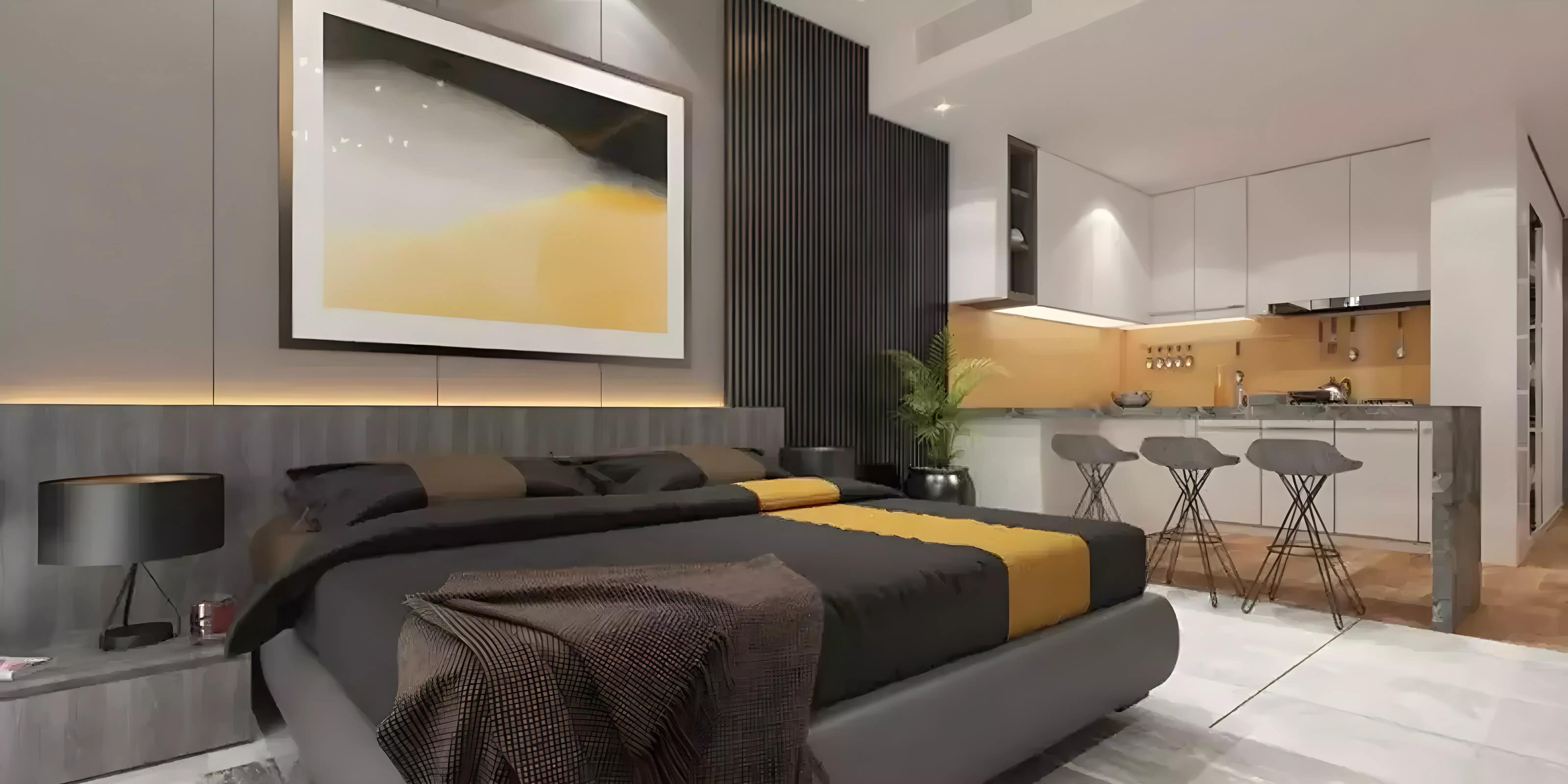 Bathroom interior with contemporary fittings in V Tower apartment
