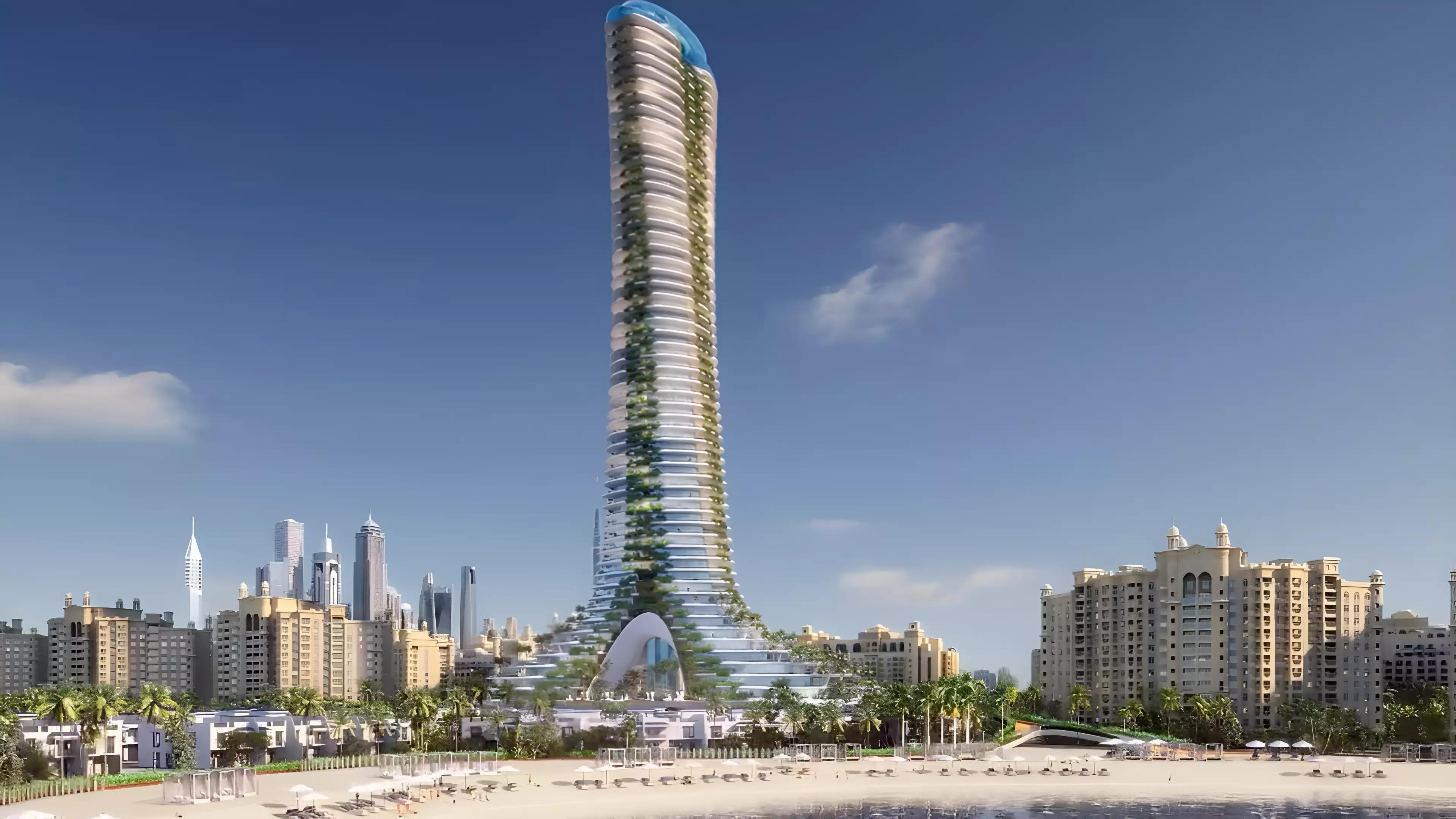 Como Residences exterior tower view on Palm Jumeirah, Dubai