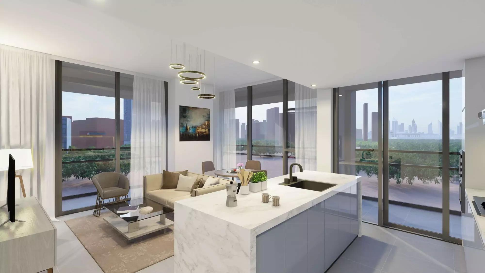 Catch Residences By IGO apartment living room interior, JVC, Dubai