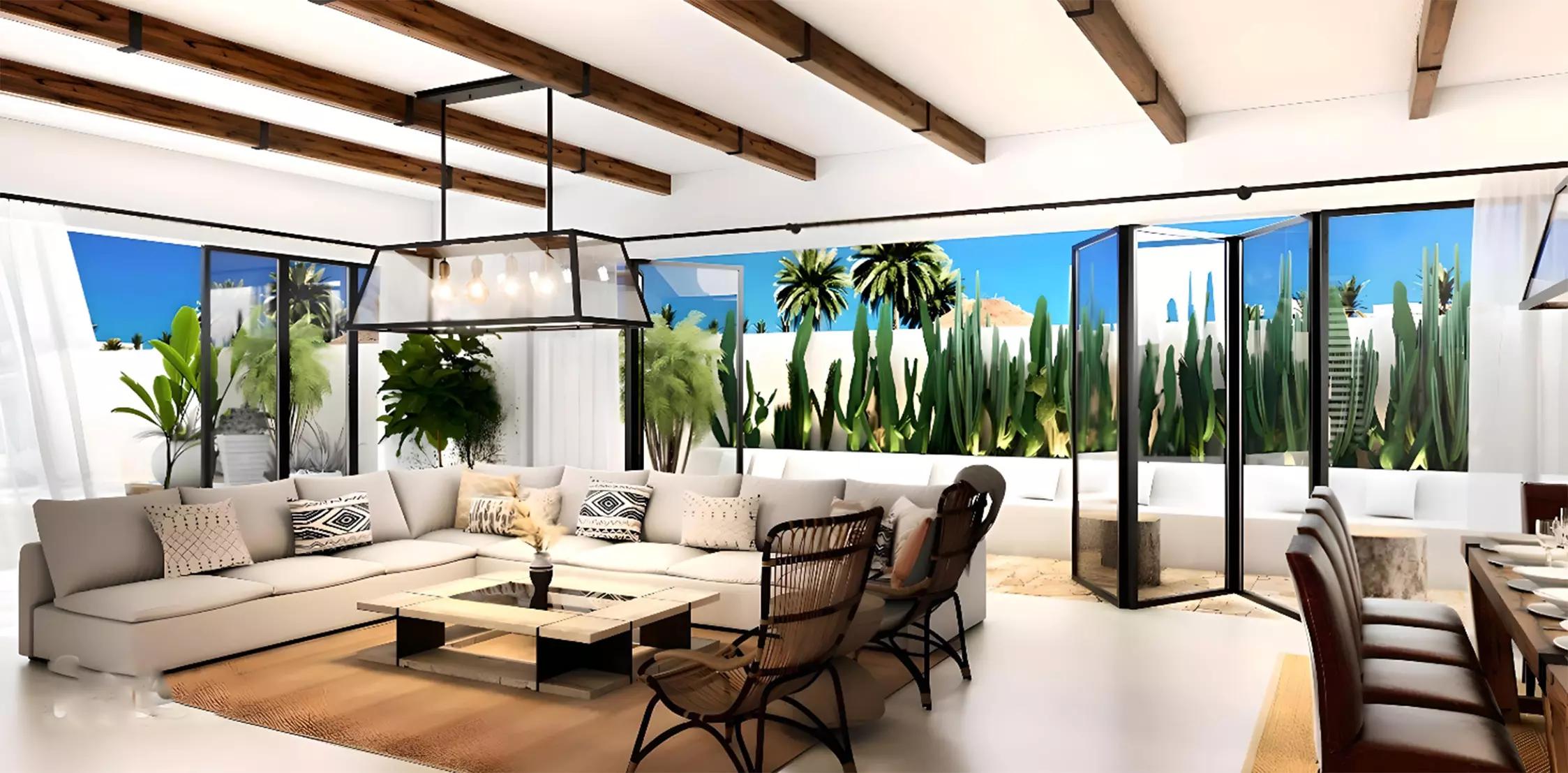 Costa Brava landscaped garden and walkway, DAMAC Lagoons, Dubai