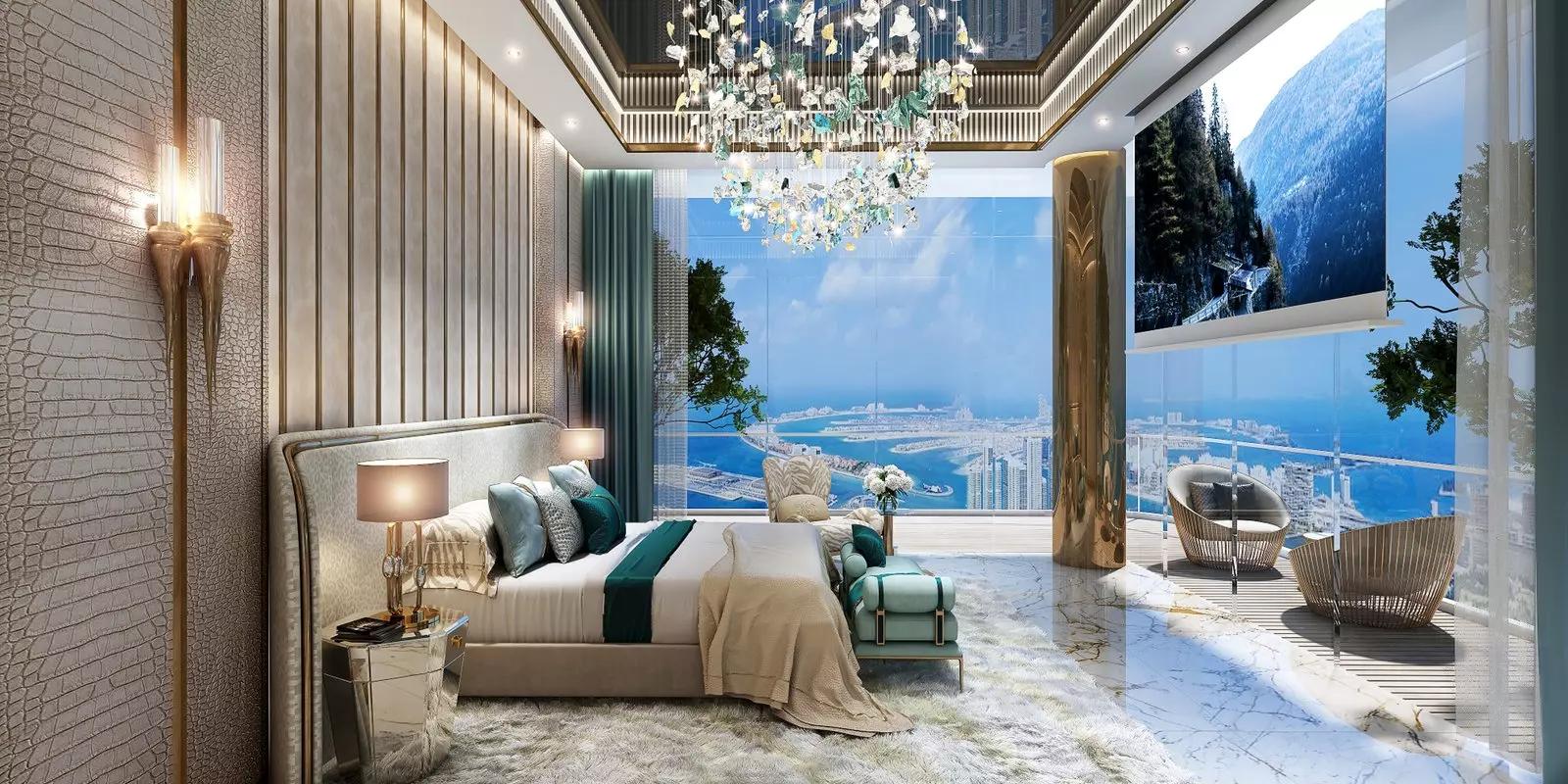 Damac Bay bedroom interior, Dubai Harbour, Dubai