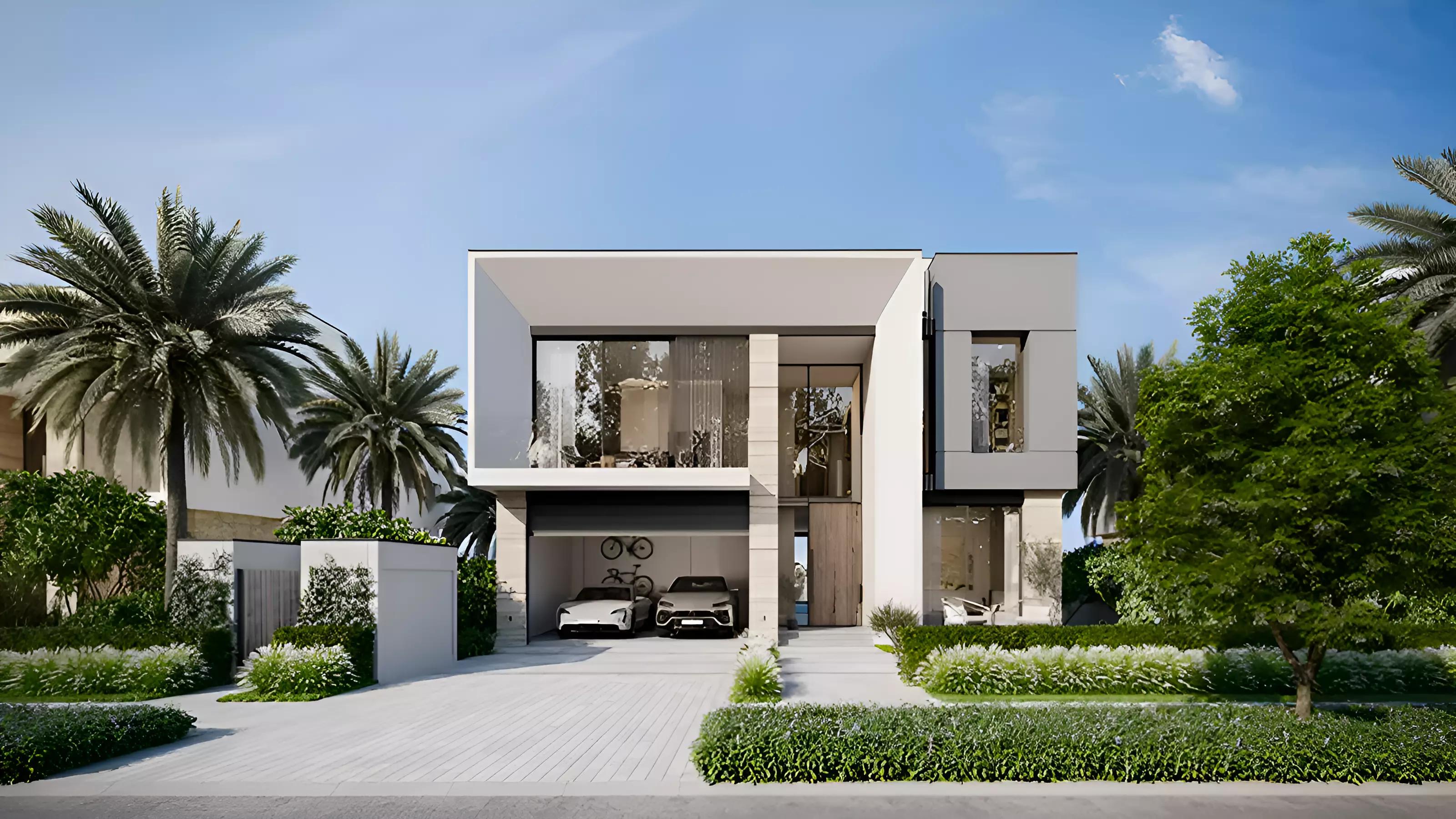 Villa Cyan Sky outdoor pool and terrace area, Palm Jebel Ali