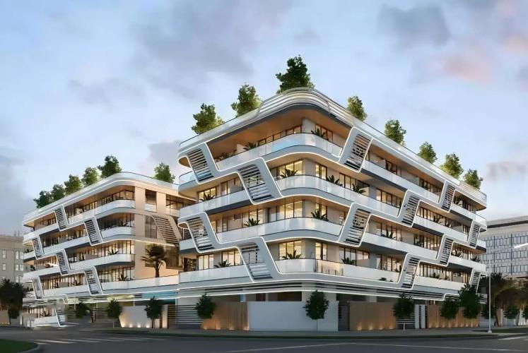 The Harmony apartment building exterior in Dubai South