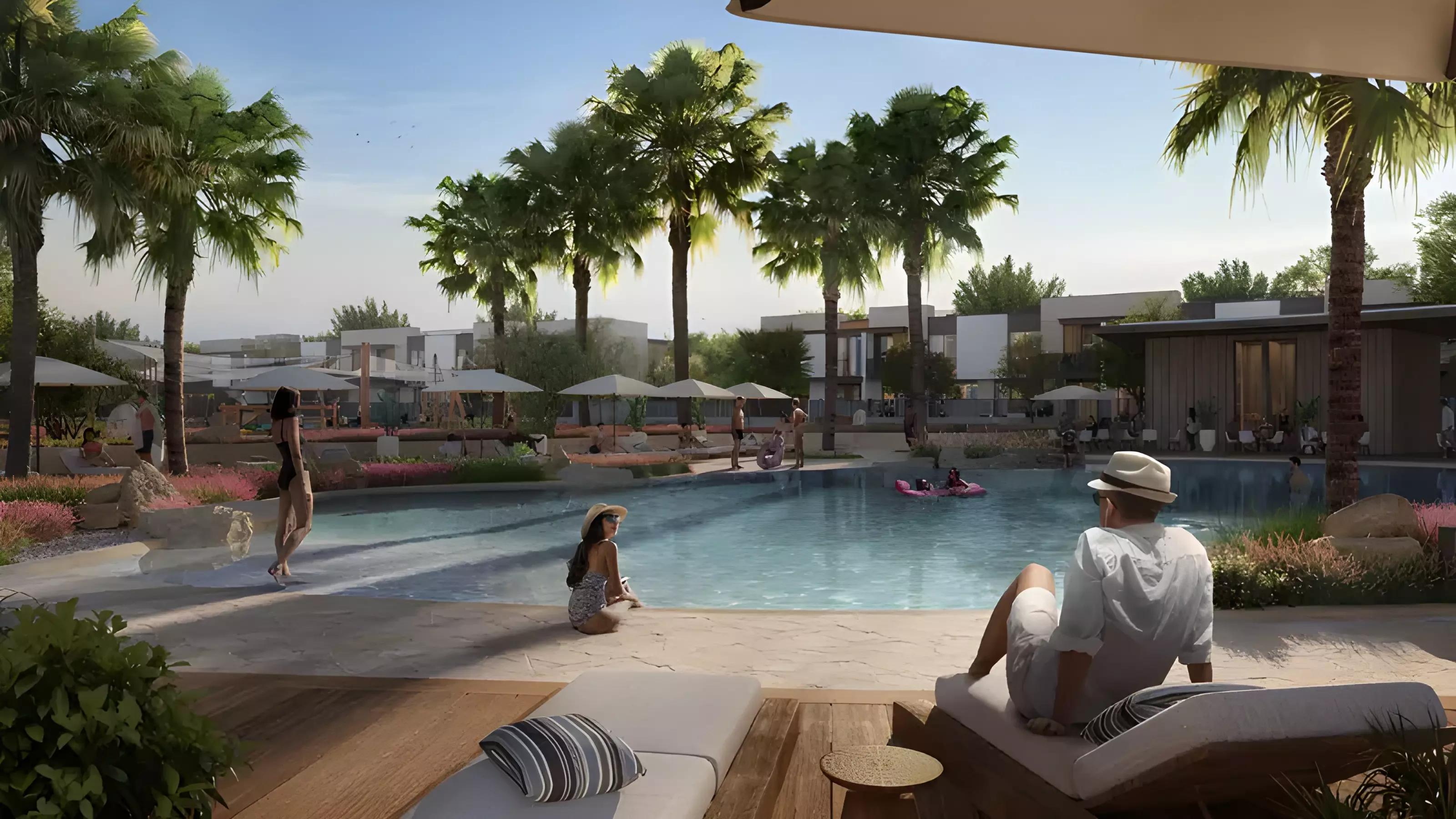 Oasis townhouse row with private entrances at Haven By Aldar, Dubai