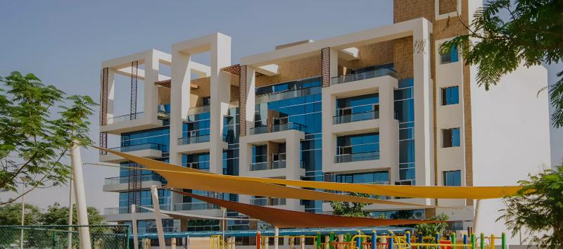 Exterior facade of La Residence By Zarwah apartment building, Jumeirah Village Triangle, Dubai