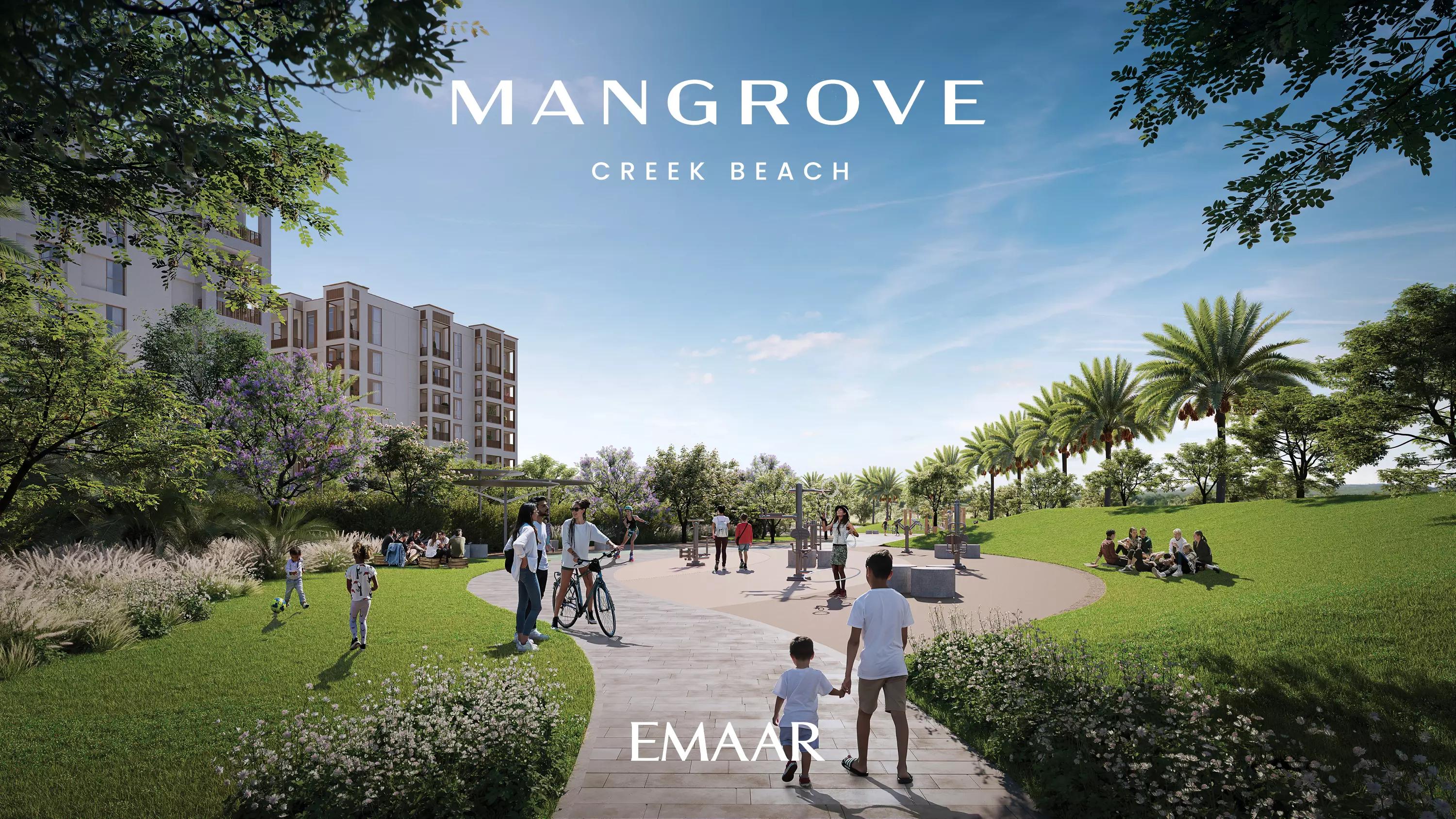 Mangrove by Emaar building exterior with landscaping, Creek Beach