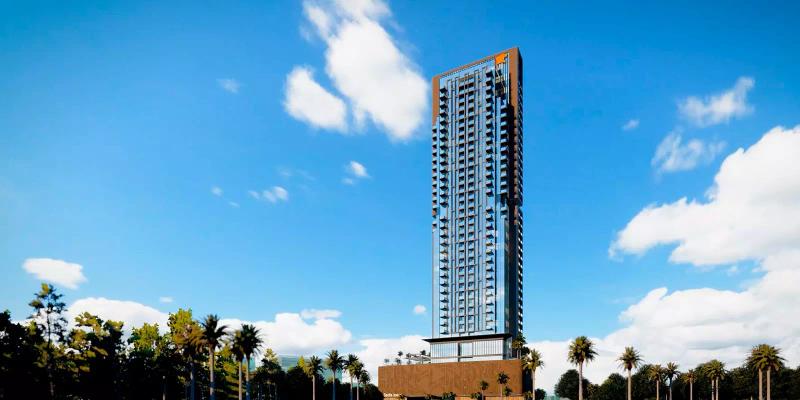 Seslia Tower exterior facade in Jumeirah Village Triangle, Dubai