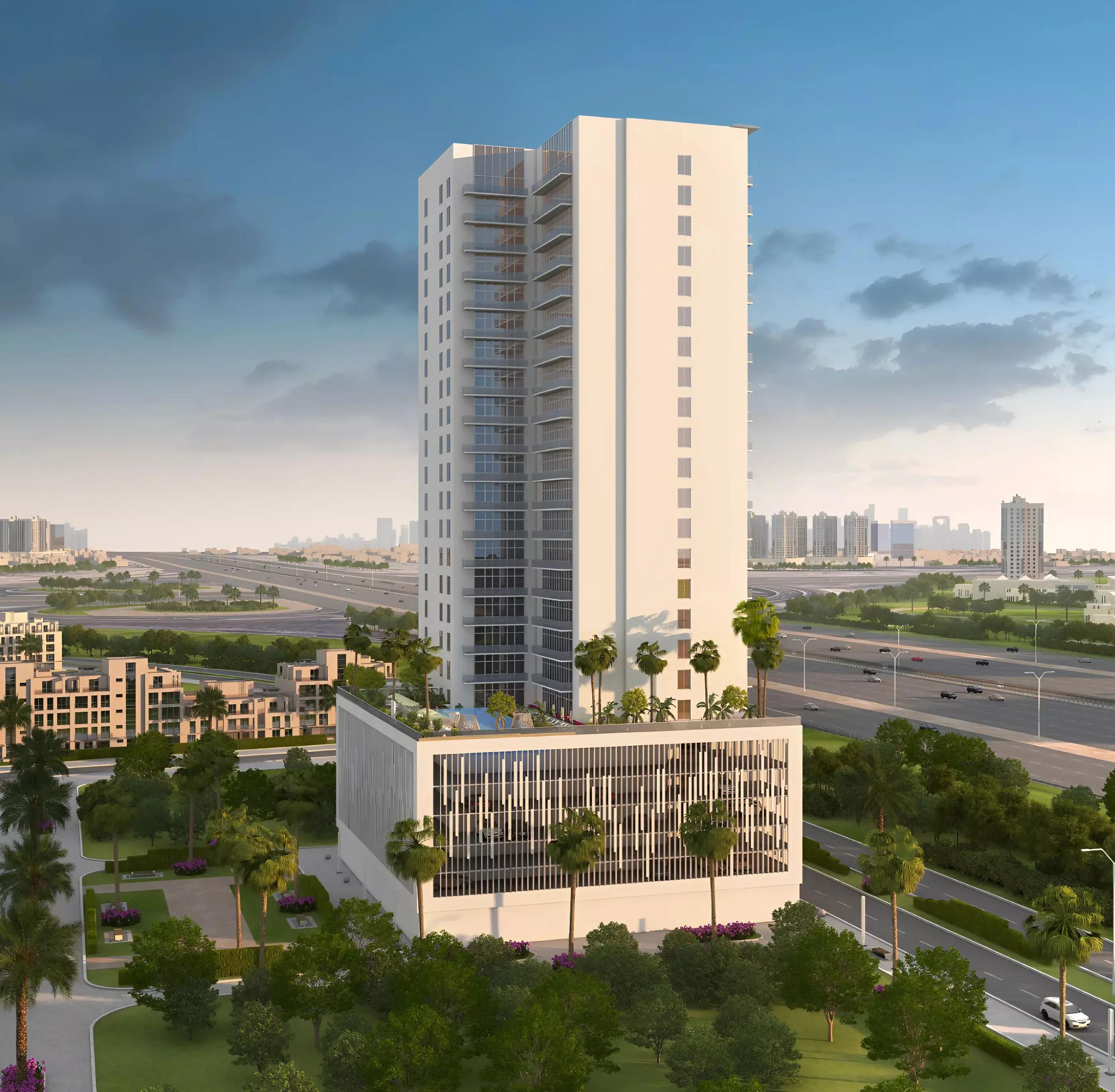 Leven Residences building entrance and lobby area, JVT, Dubai