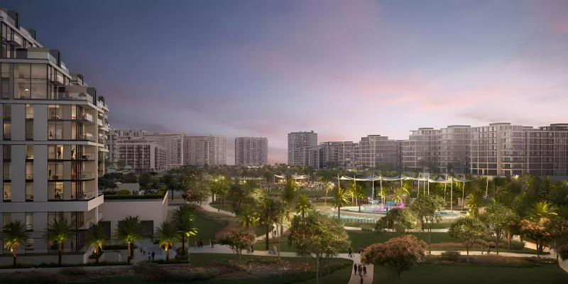 Parkside Views exterior building facade at Dubai Hills Estate, Emaar