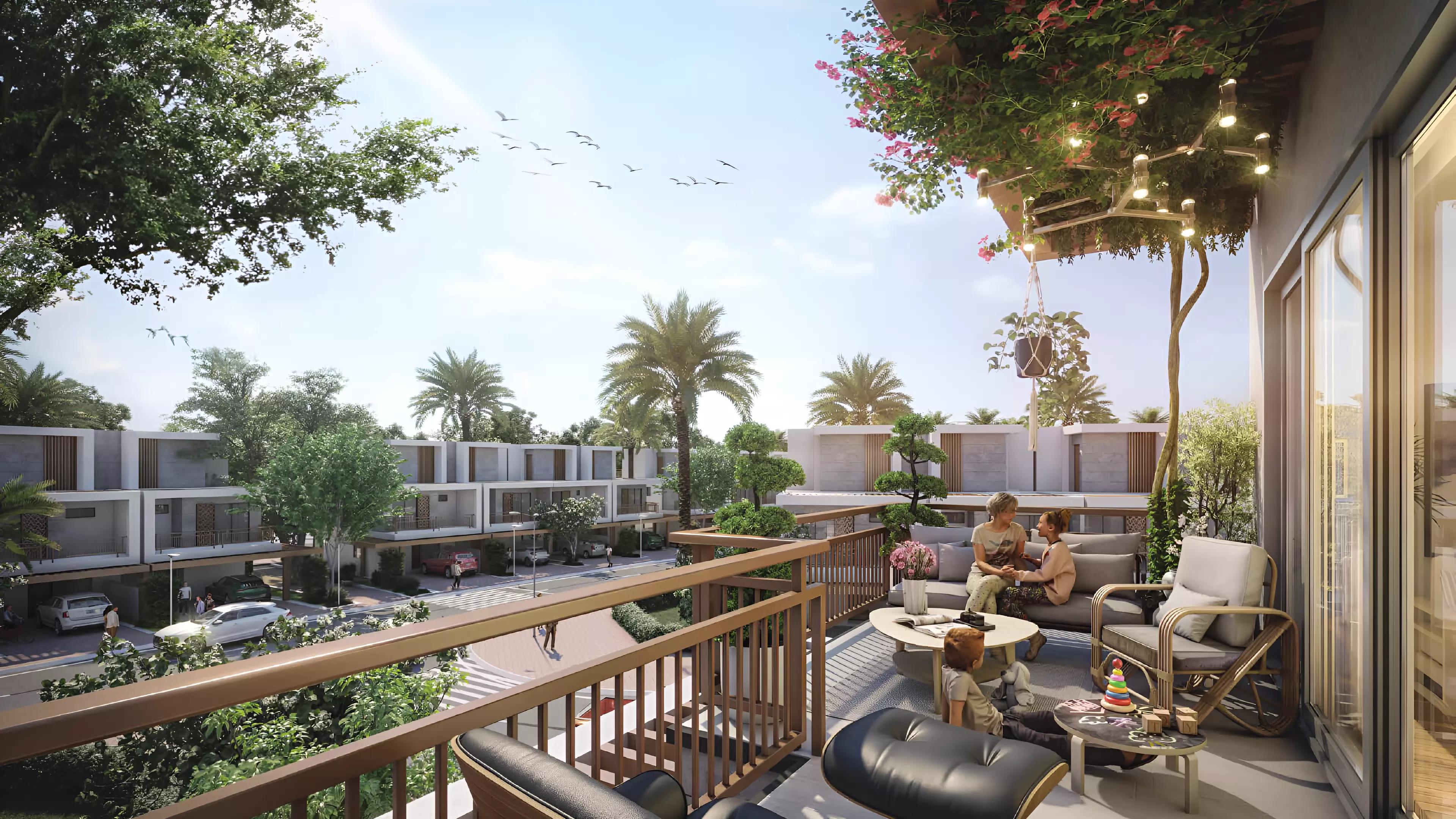 Violet 4 Phase 2 landscaped community area, DAMAC Hills, Dubai