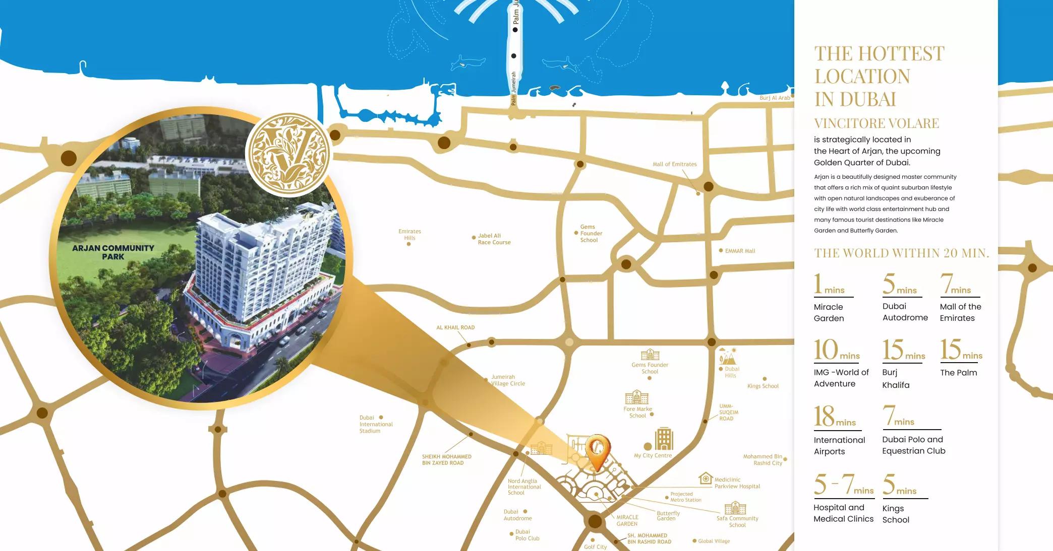 Vincitore Volare master plan layout, Arjan, Dubai