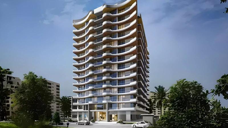 AUM Residence exterior facade view, Dubai Land Residence Complex, Dubai