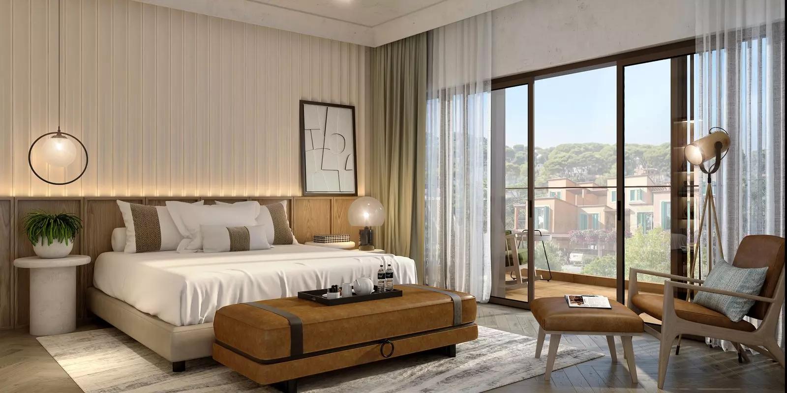 Ibiza townhouse bedroom interior at DAMAC Lagoons, Dubai