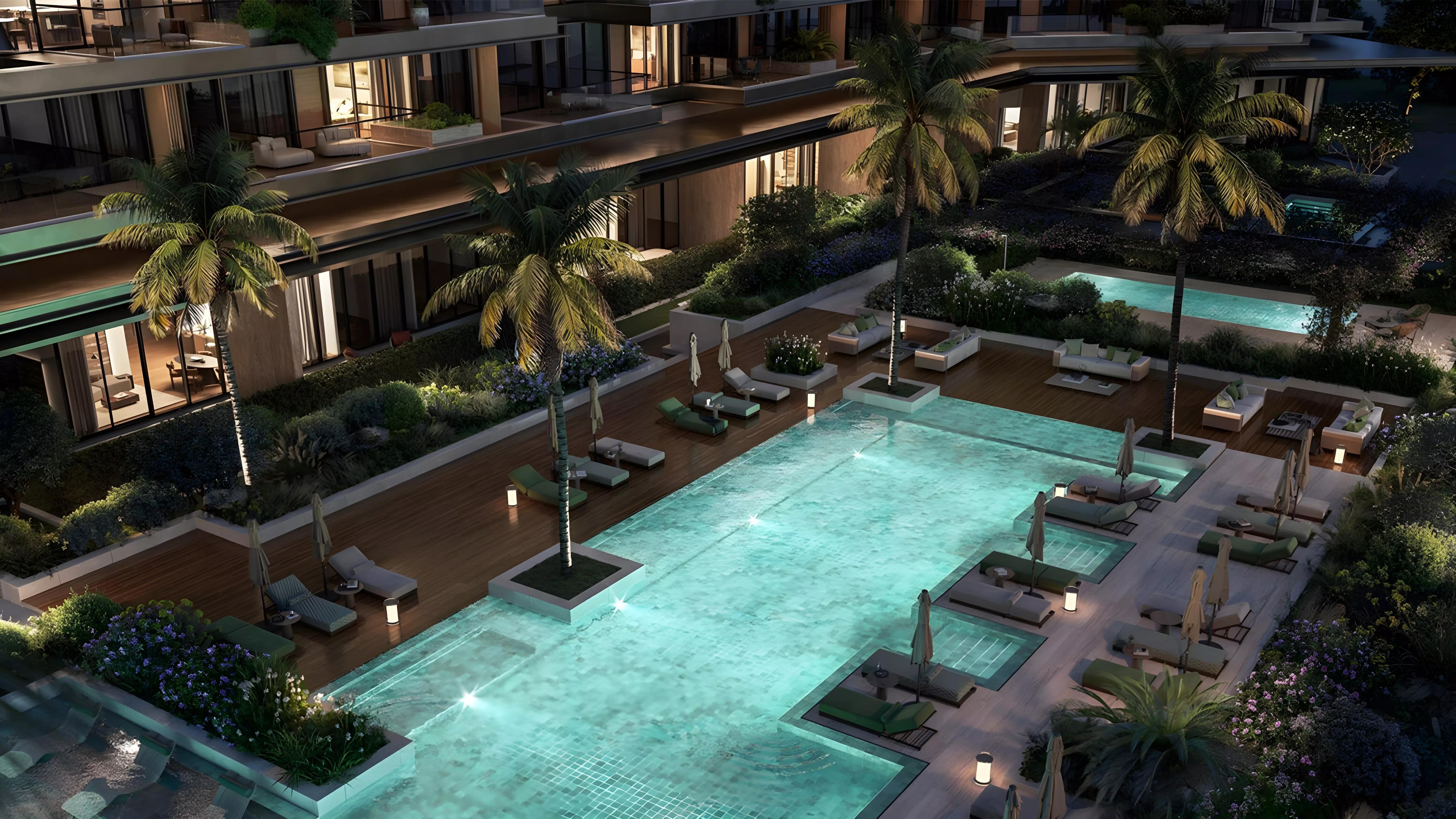 Cheval Residences amenity deck rendering, Dubai Islands