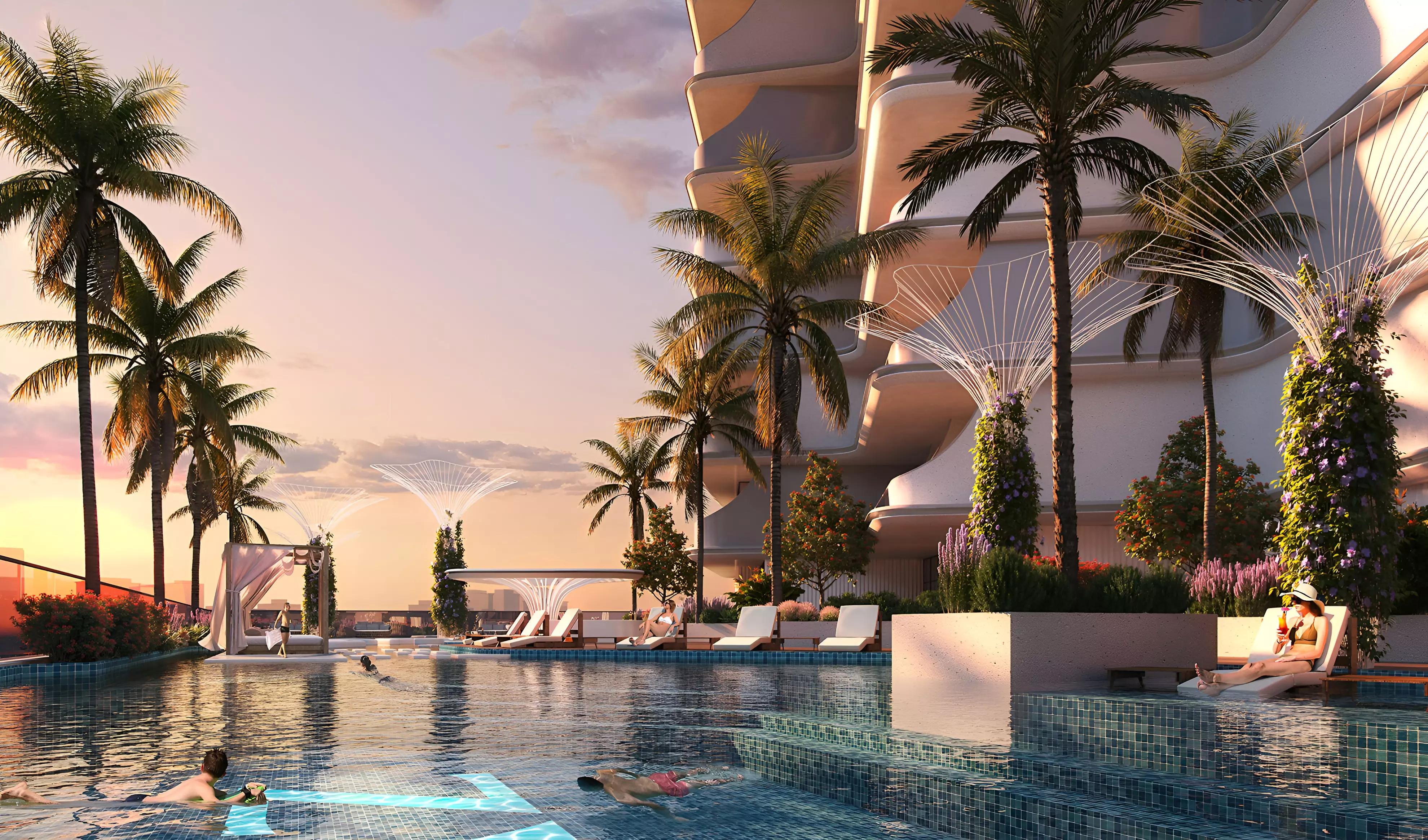 Cove Living Residence apartment interior living space, Dubai Land