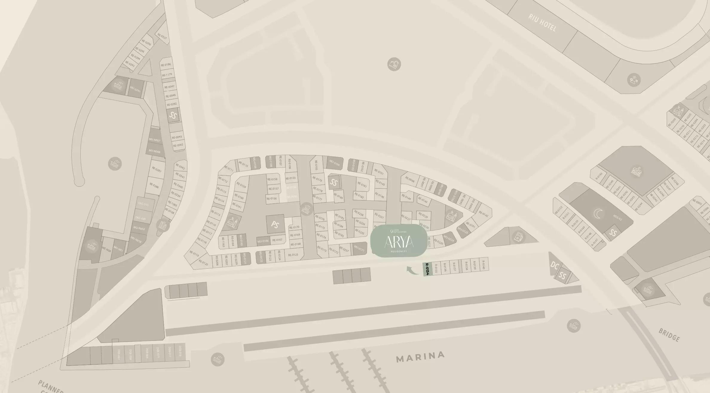 Arya Residences masterplan layout, Dubai Islands