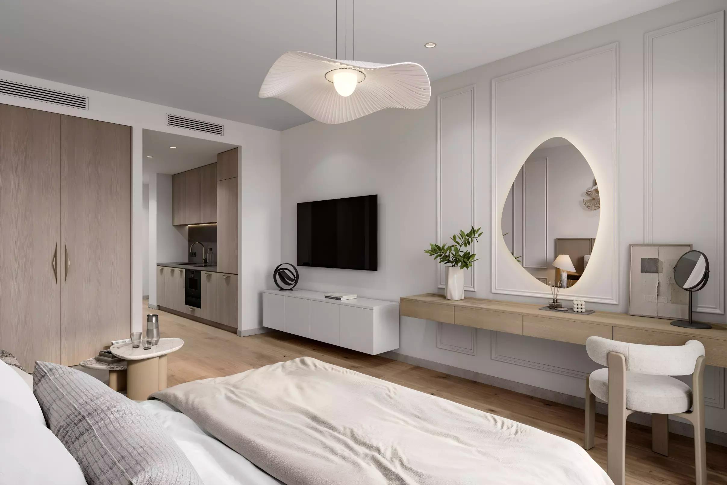 Essenlife apartment interior living space, JVT Dubai
