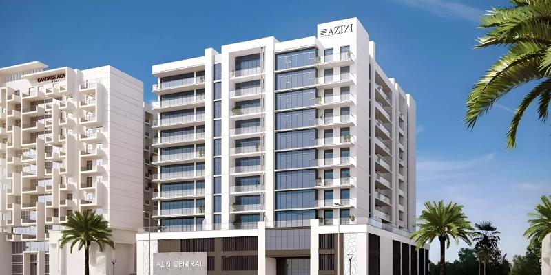 Azizi Central apartment building exterior facade, Al Furjan, Dubai