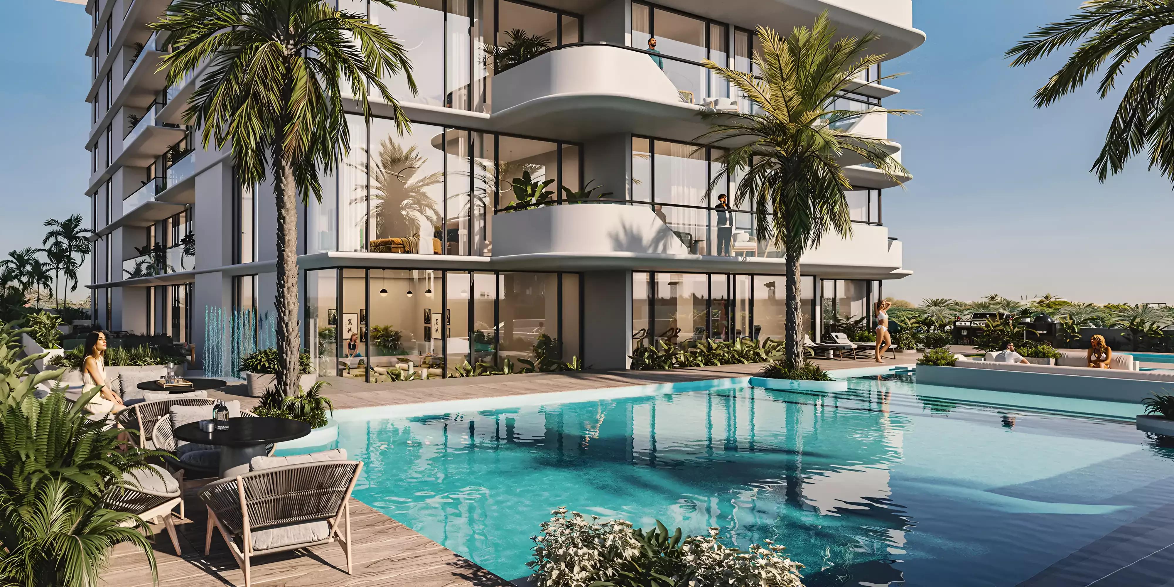 Evora Residences amenity area exterior, Al Furjan, Dubai