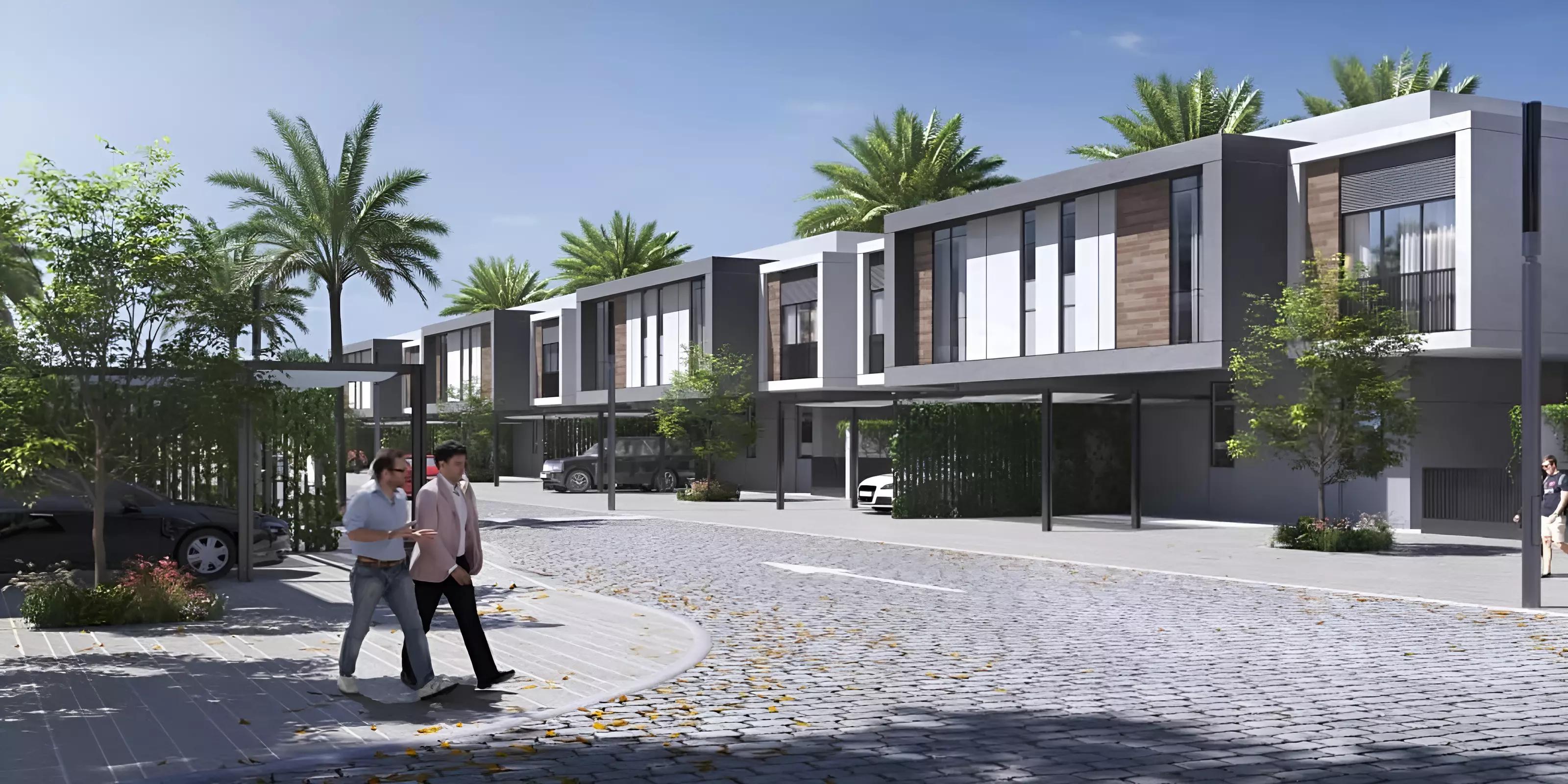 The Pulse Beachfront Phase 2 villa street view, Dubai South