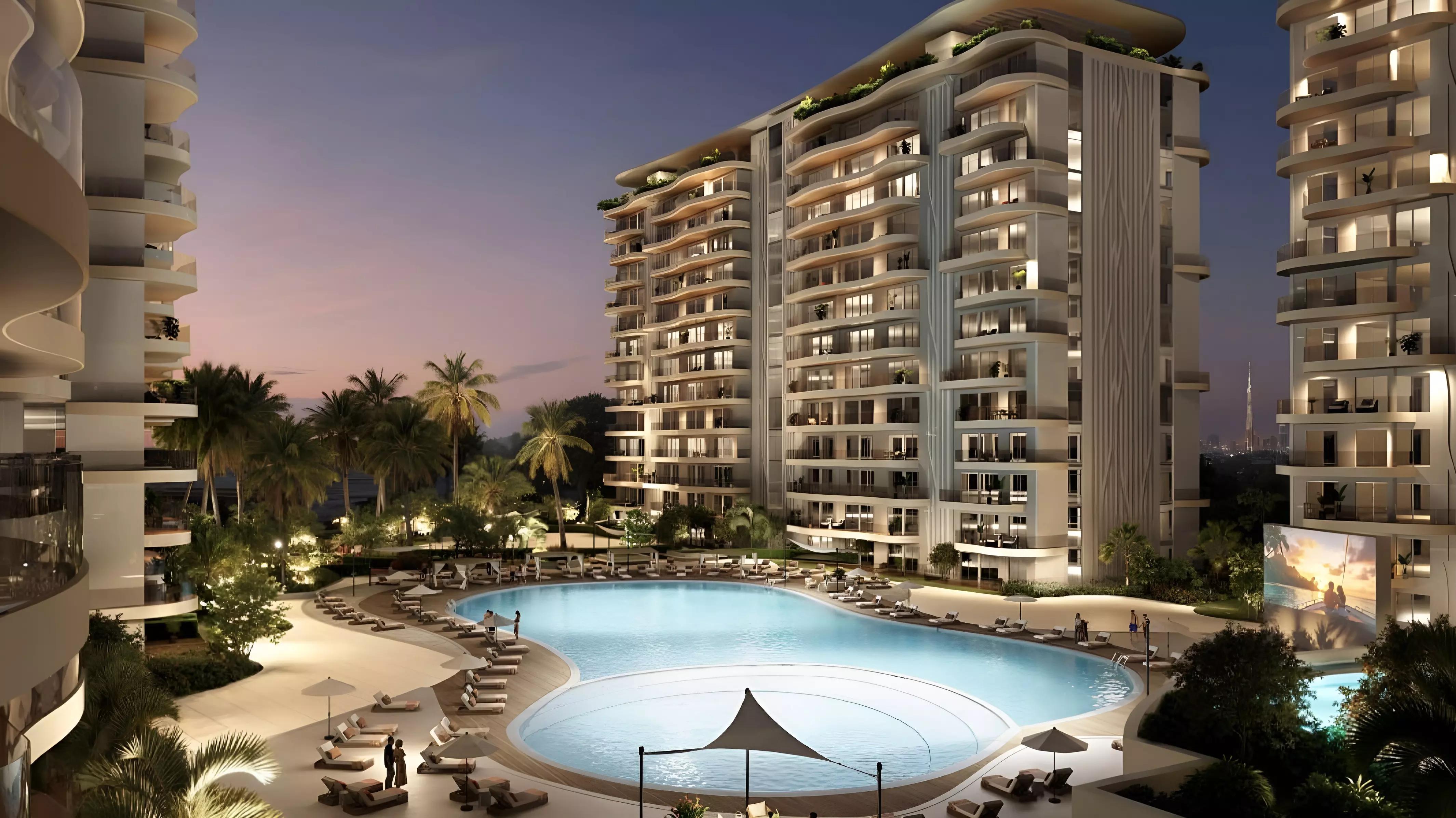 The Acres Phase 3 villa exterior with landscaped front garden, Dubai Land, Dubai