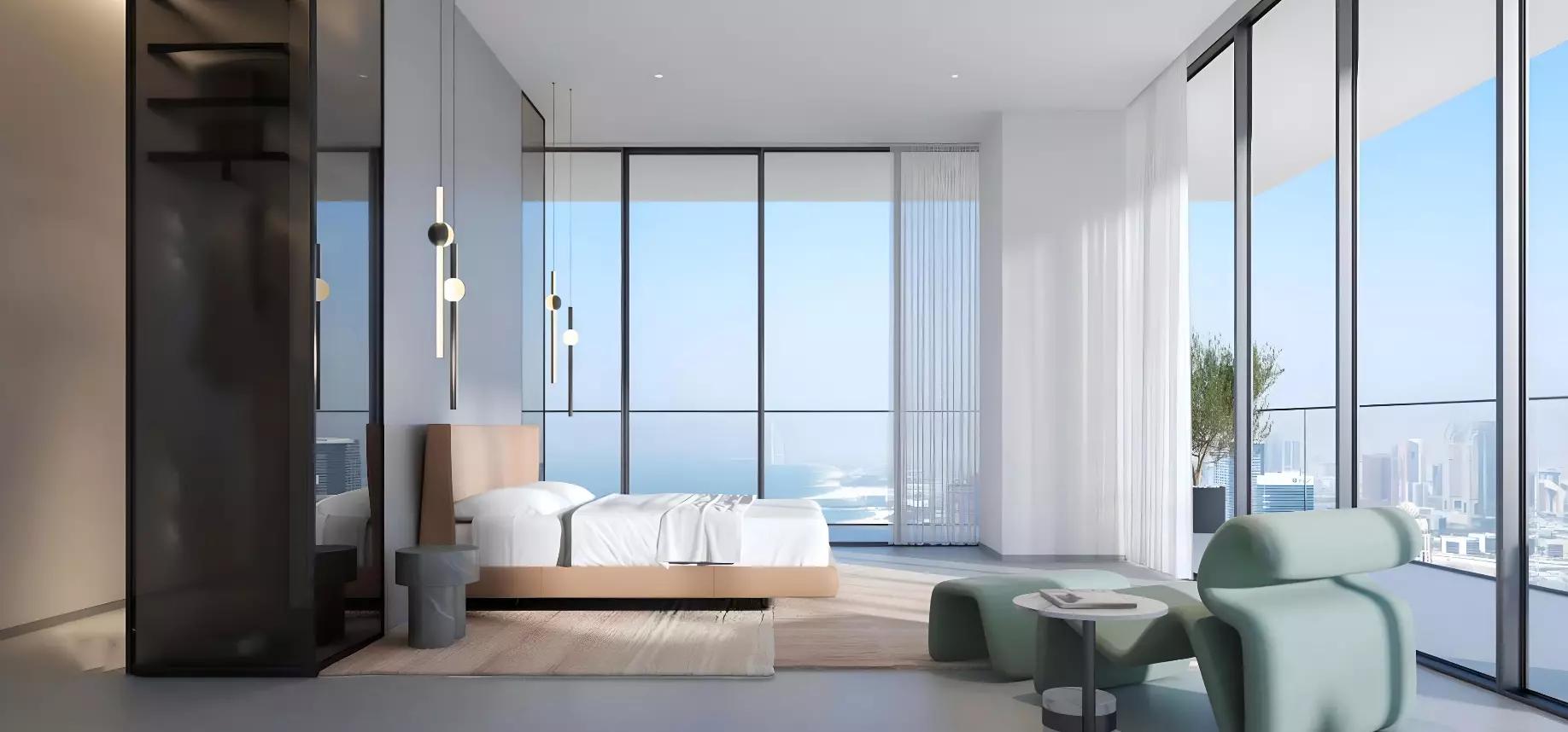 W Residences Dubai Harbour building facade and entrance, Dubai Harbour, Dubai