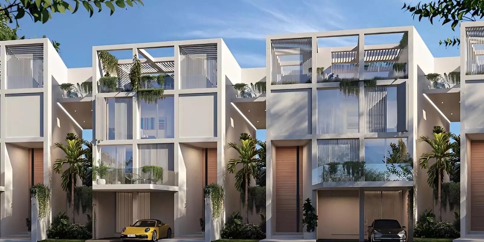 Al Barari Ixora villa exterior with landscaped greenery, Al Barari, Dubai