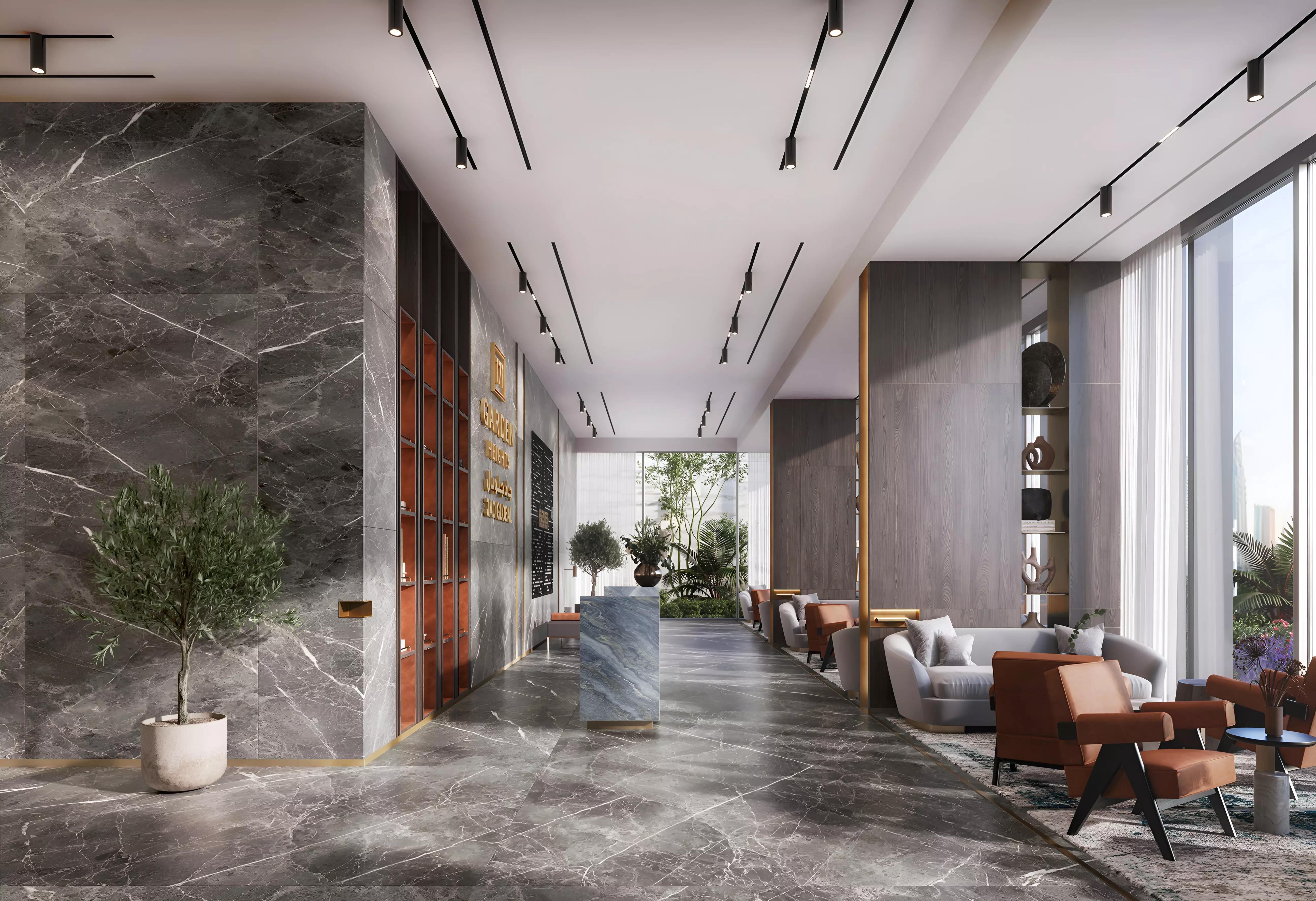171 Garden Heights building entrance and lobby area, Al Satwa, Dubai