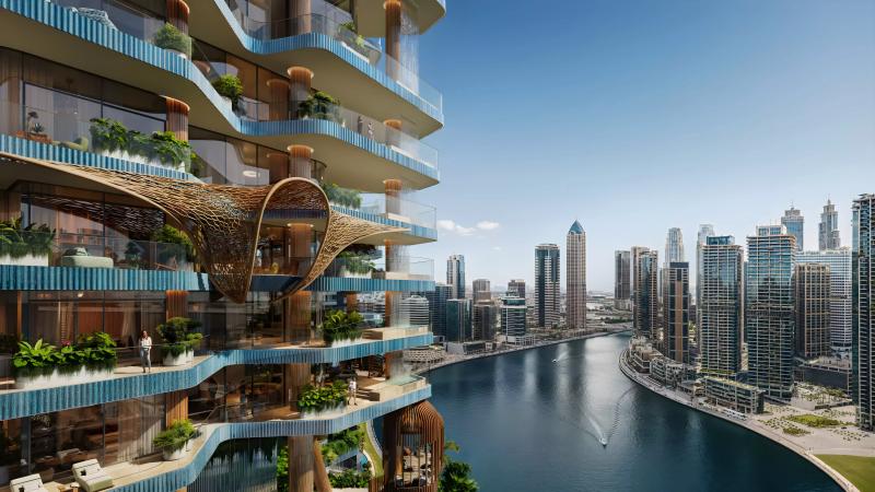 Eywa Way of Water tower exterior facade, Business Bay, Dubai