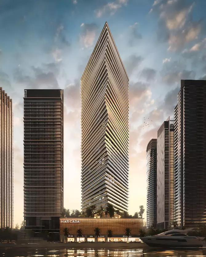 Mar Casa residential tower exterior at Dubai Maritime City