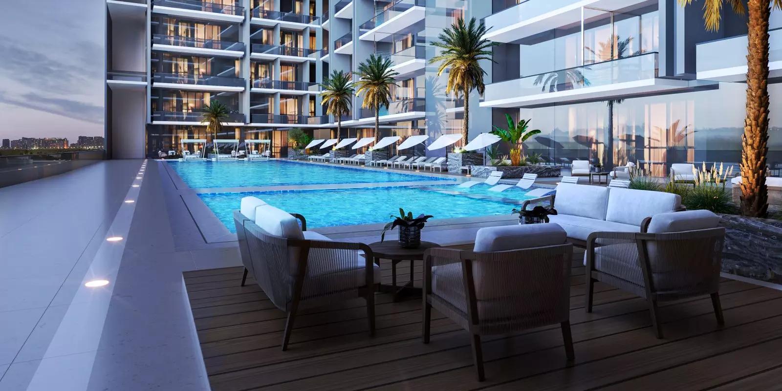 Binghatti Azure apartment tower elevation, Jumeirah Village Circle, Dubai