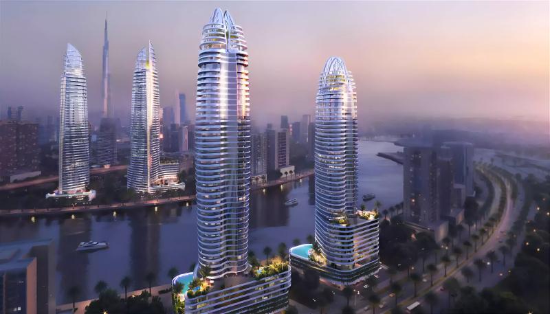 Altitude tower exterior facade in Business Bay, Dubai