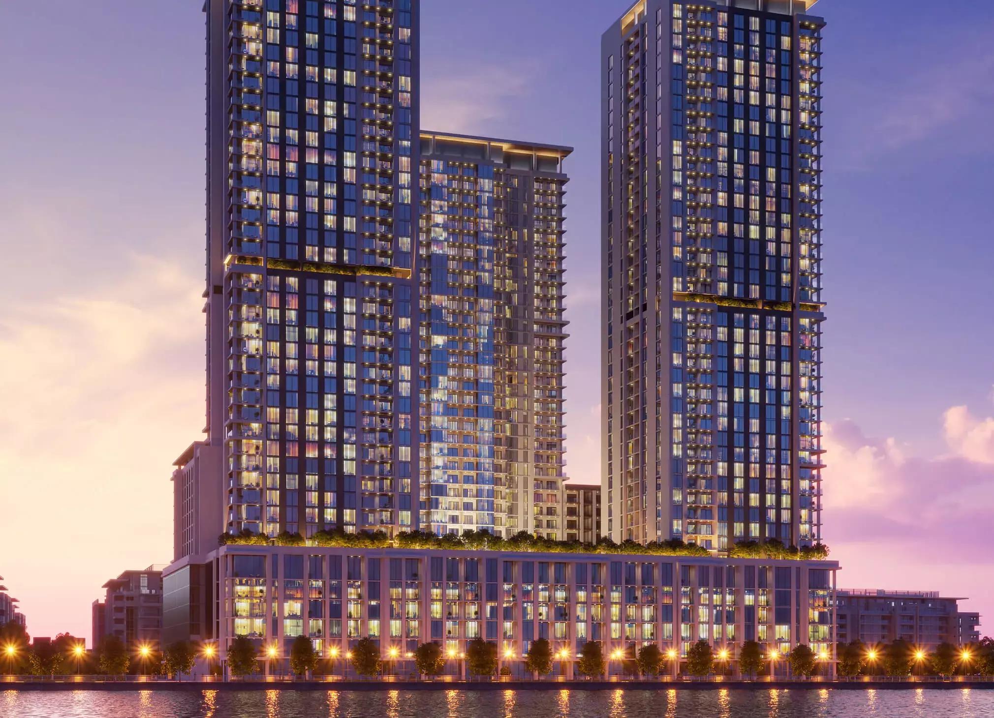 Crest Grande residential facade and landscaping, Sobha Hartland