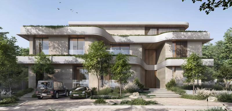 Moringa Mansions villa exterior with landscaped frontage, The Wilds by Aldar, Dubai