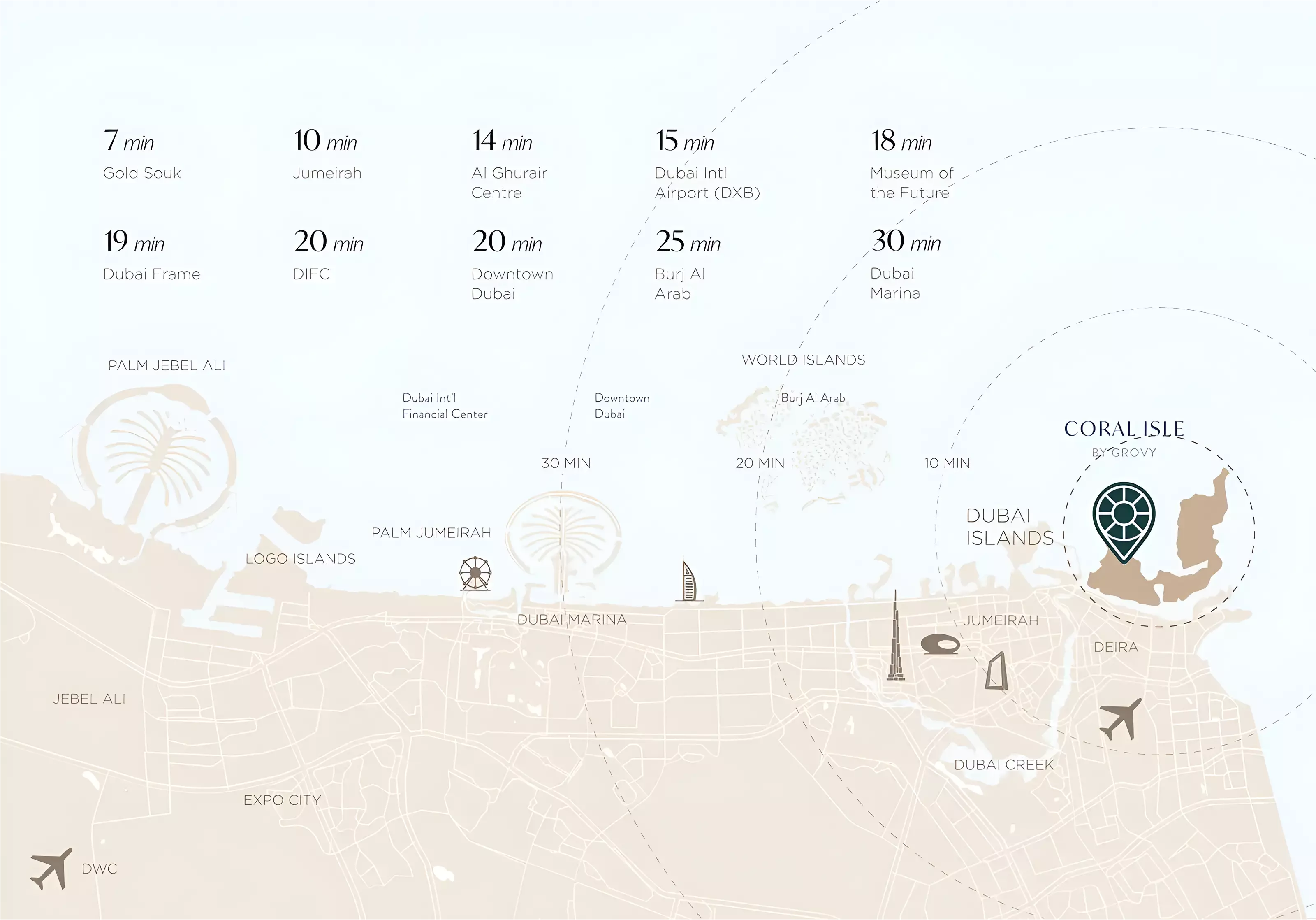 Coral Isle master plan layout, Dubai Islands
