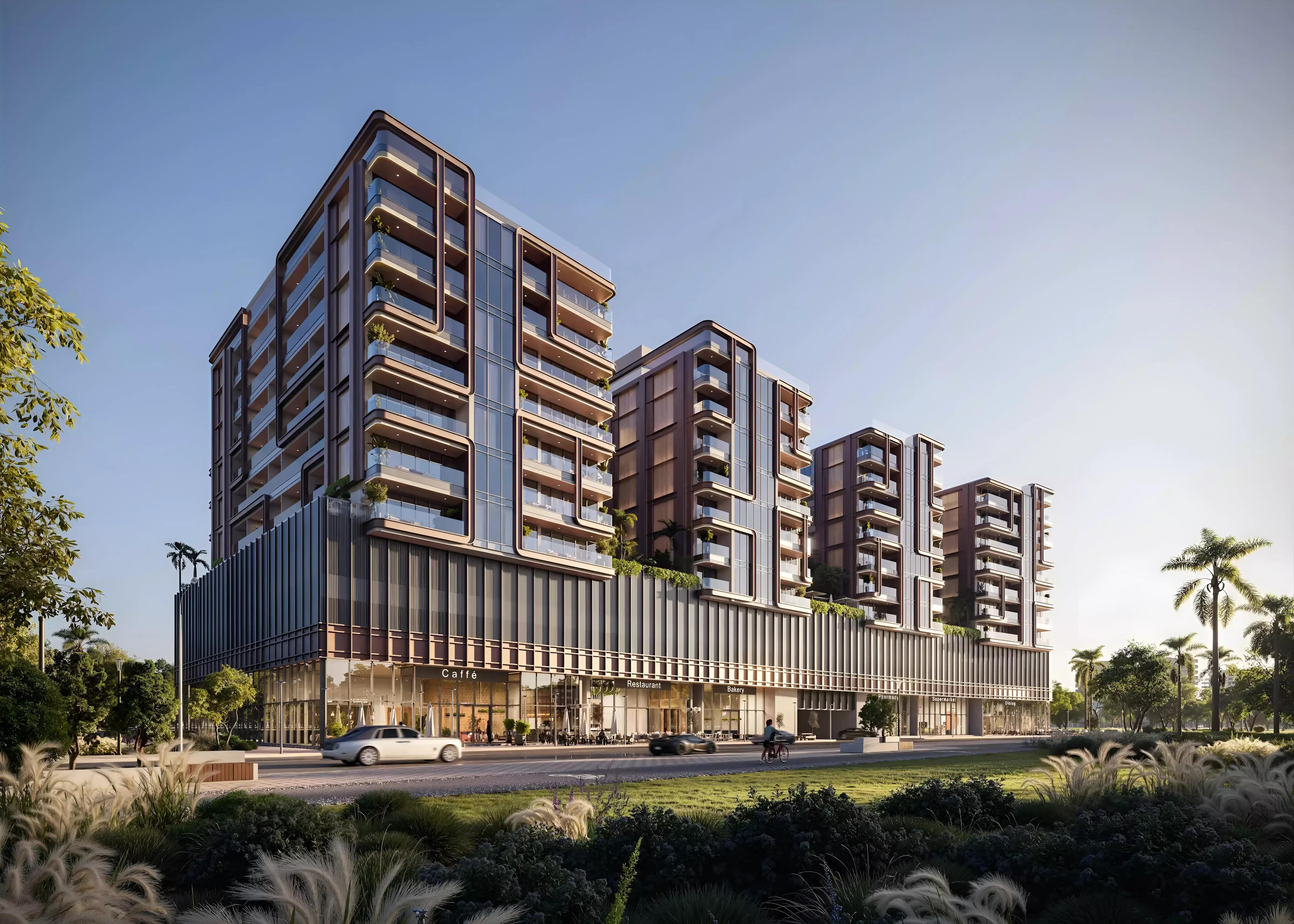 Enchante landscaped garden podium level, Arjan, Dubai