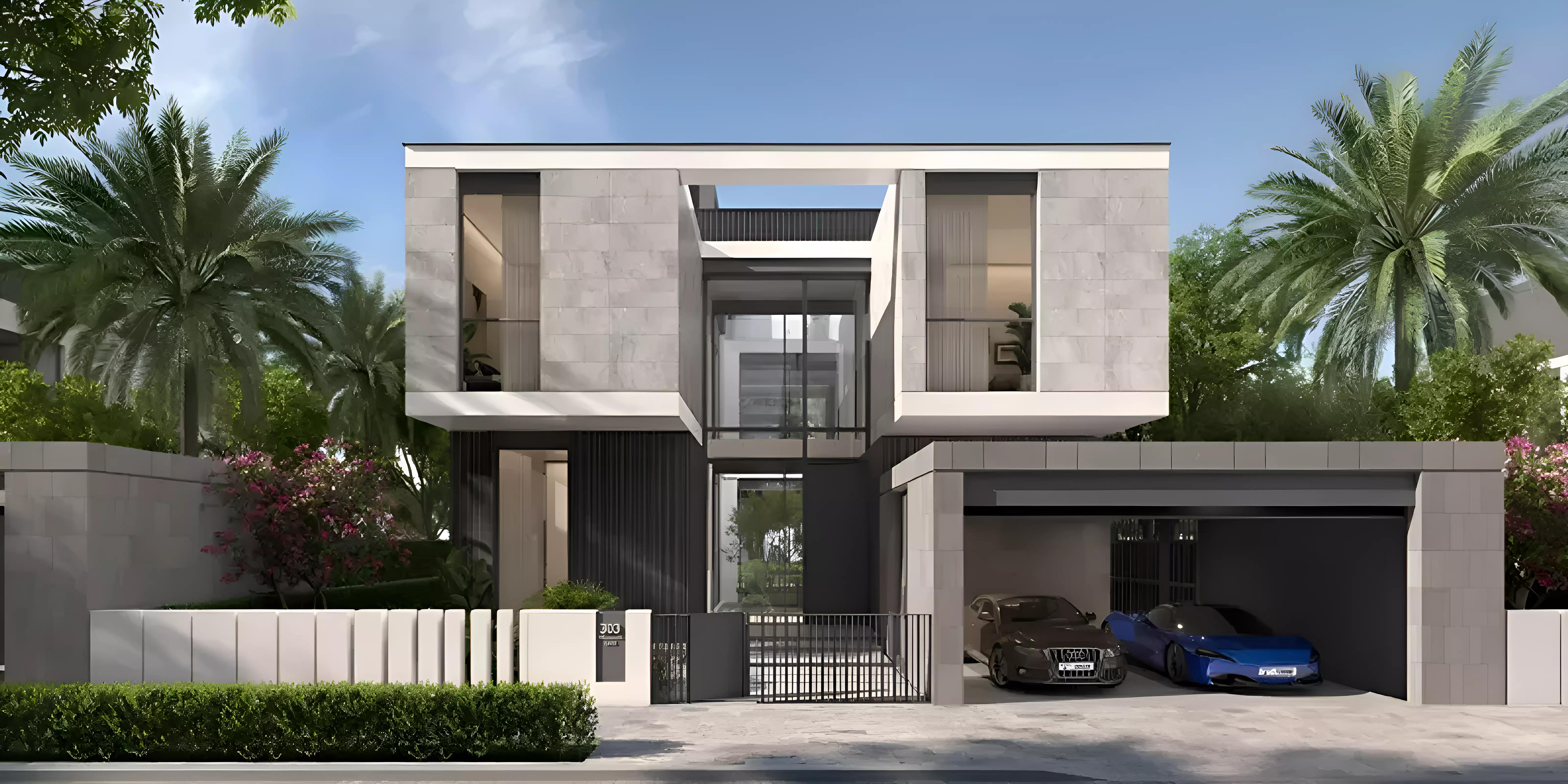 The Sanctuary by Ellington villa exterior with landscaped frontage, District 11, MBR City, Dubai