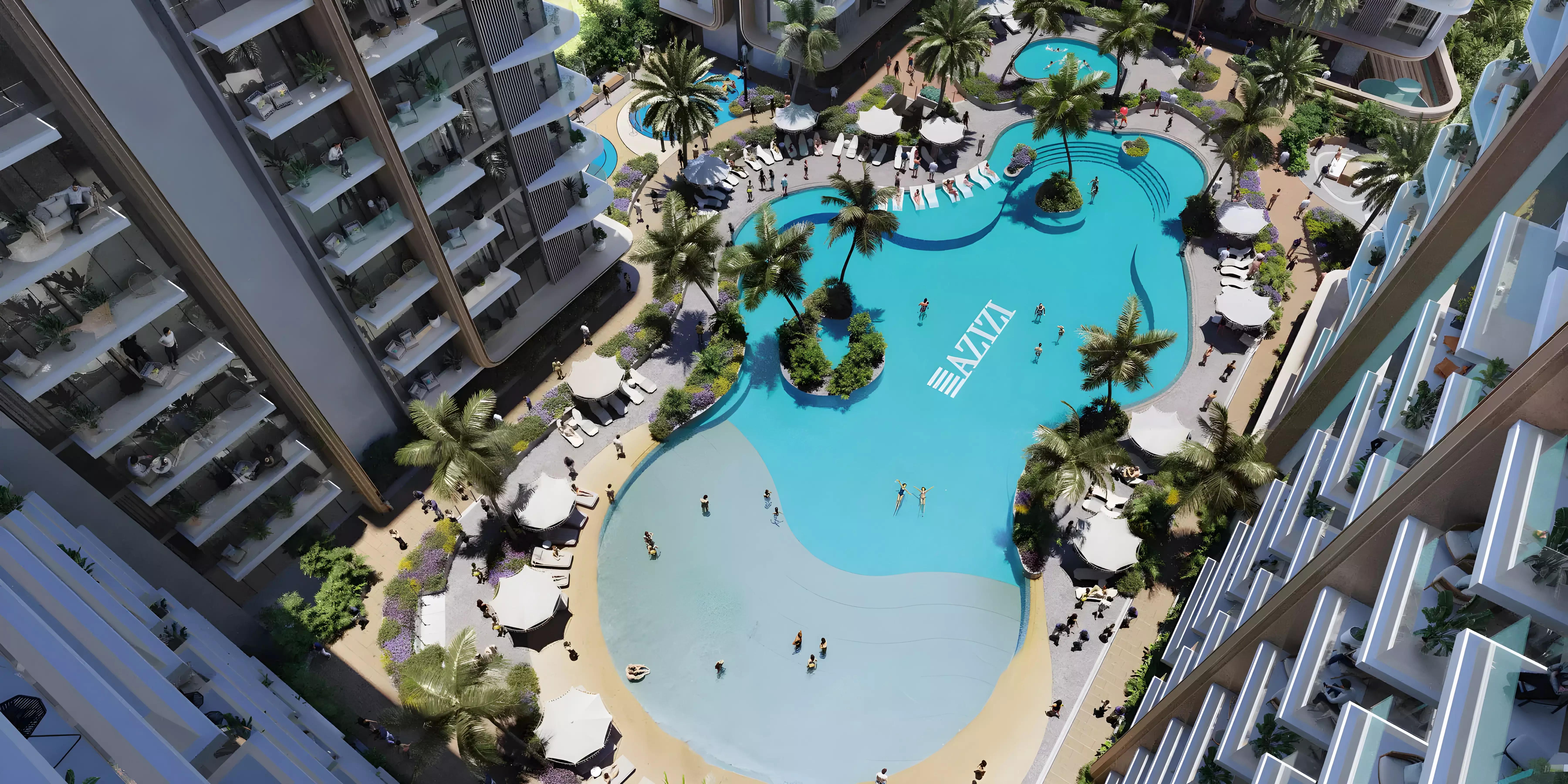 Building facade and entrance of Azizi Jaddaf Beach Oasis, Al Jaddaf