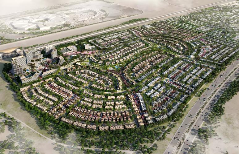 Exterior view of townhouse and villa units at Olympia at Athlon, Dubai