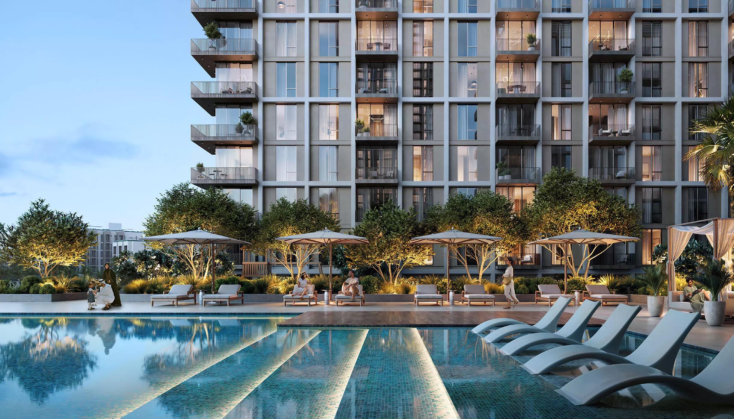 Aeon building amenity deck and pool area