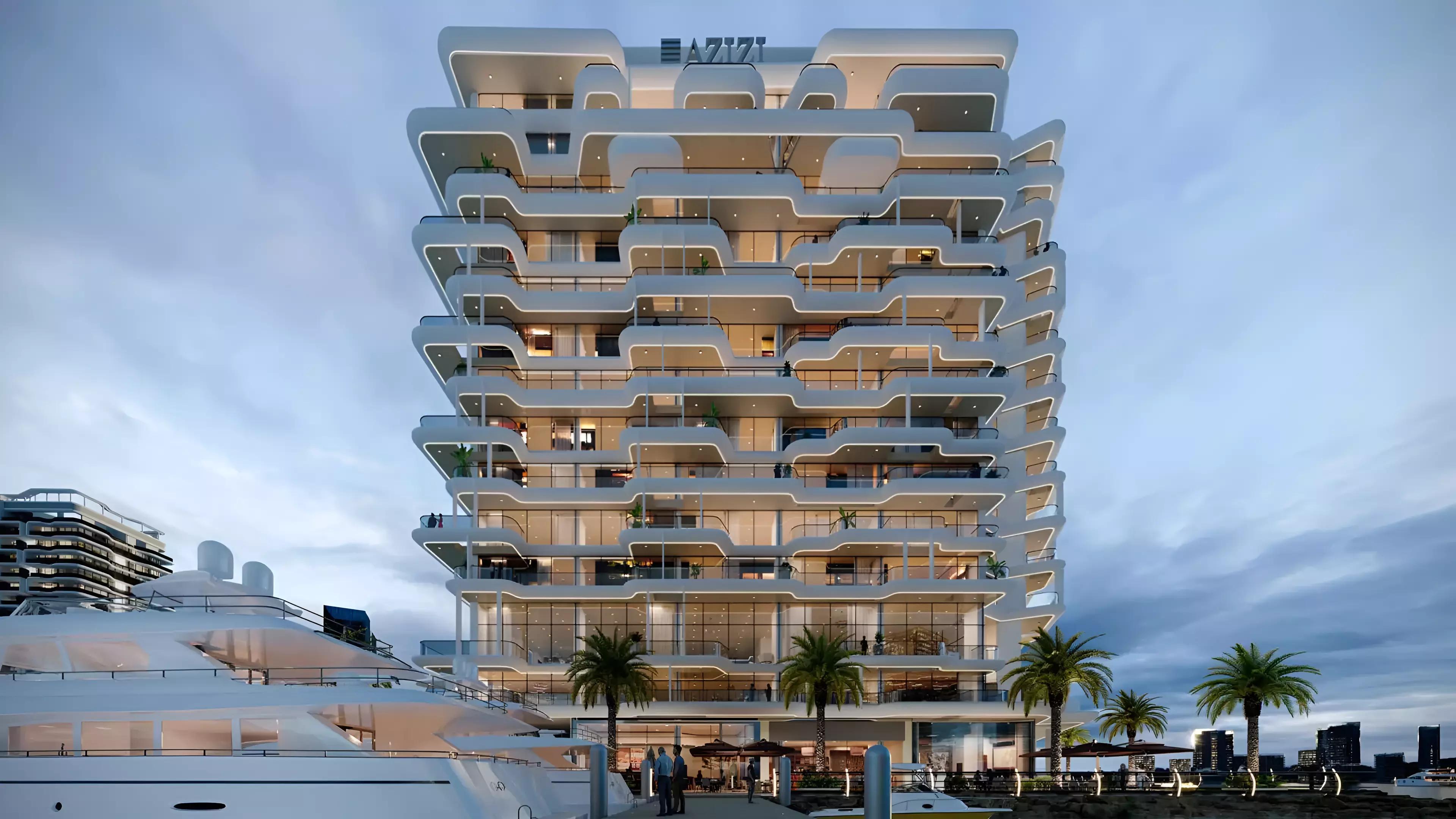 Azizi Wasl residential building facade, Dubai Islands, Dubai