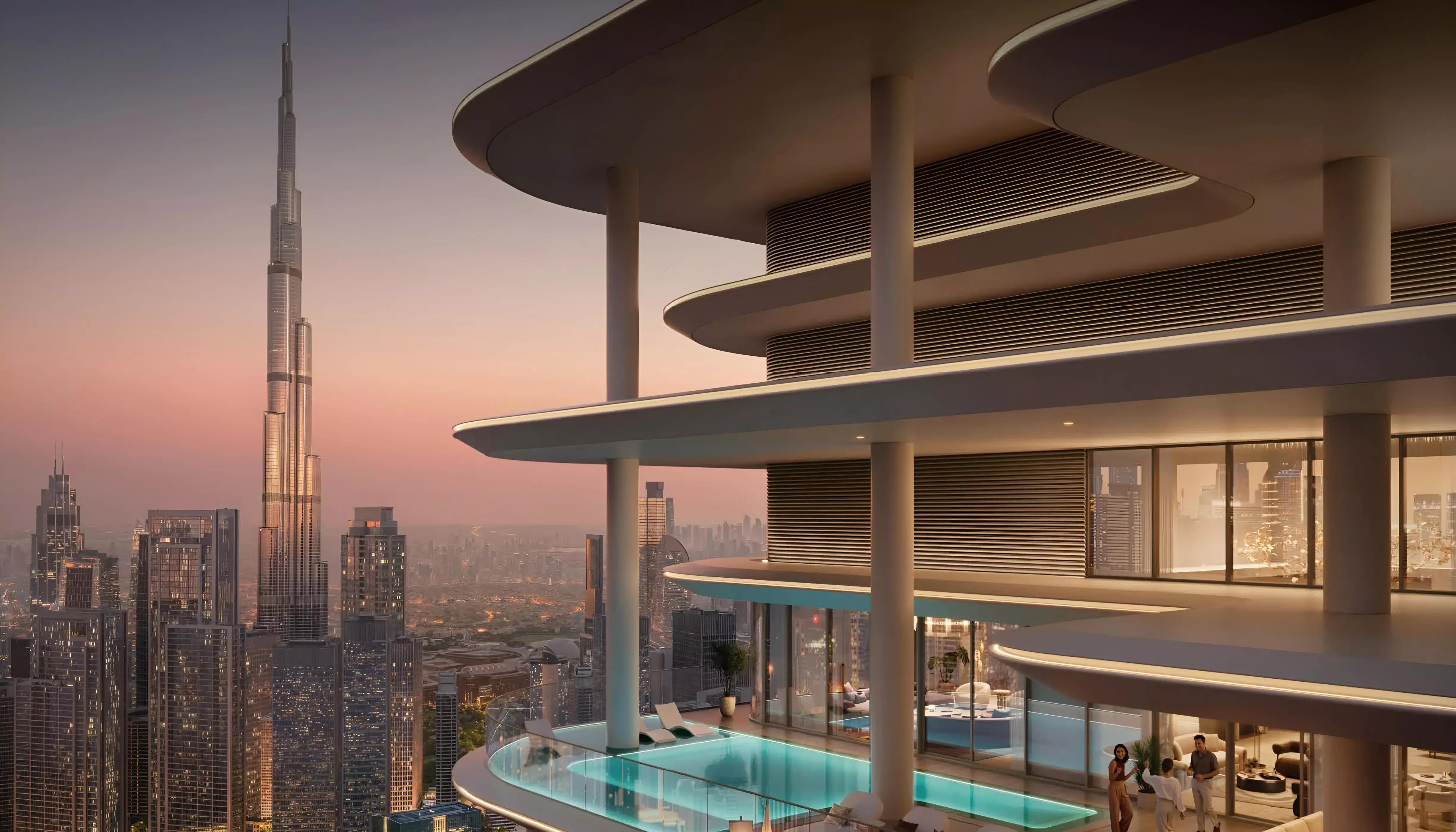Avarra by Palace amenity deck and pool area, Business Bay