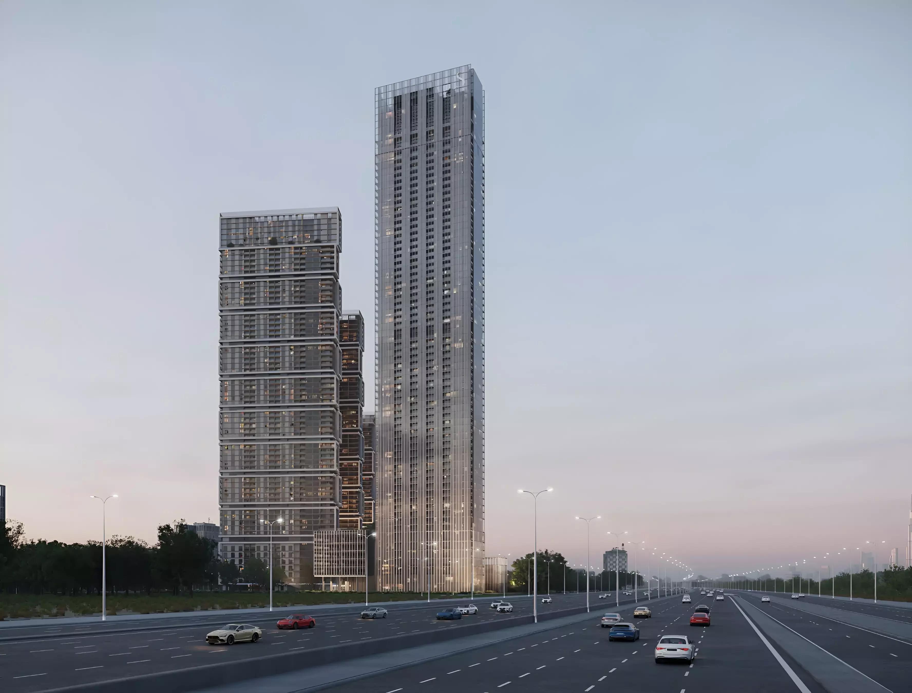 The Element at Sobha One building facade and landscaping, Sobha Hartland, Dubai