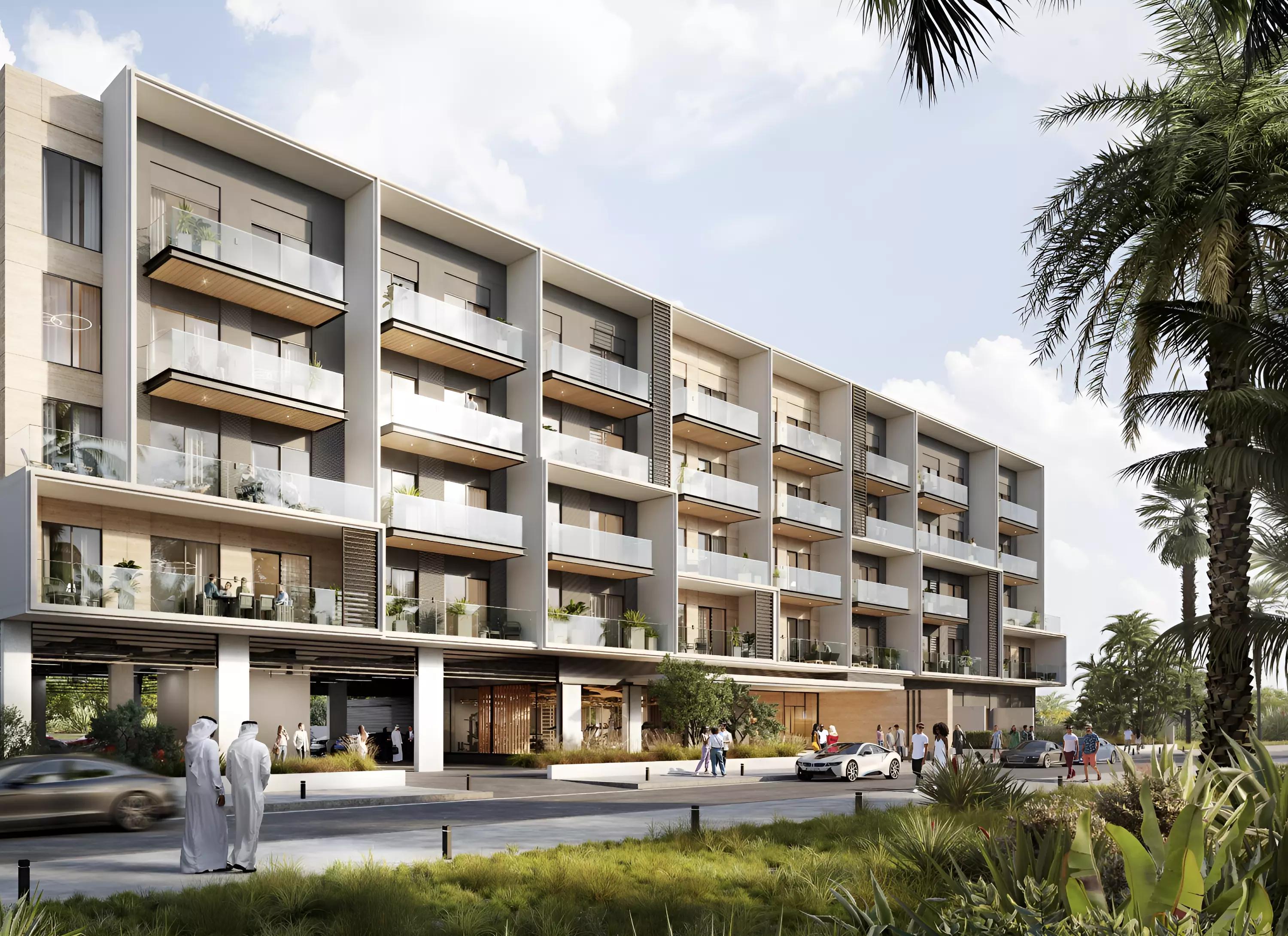 Building entrance and lobby view at Divine Residencia, Dubai Studio City