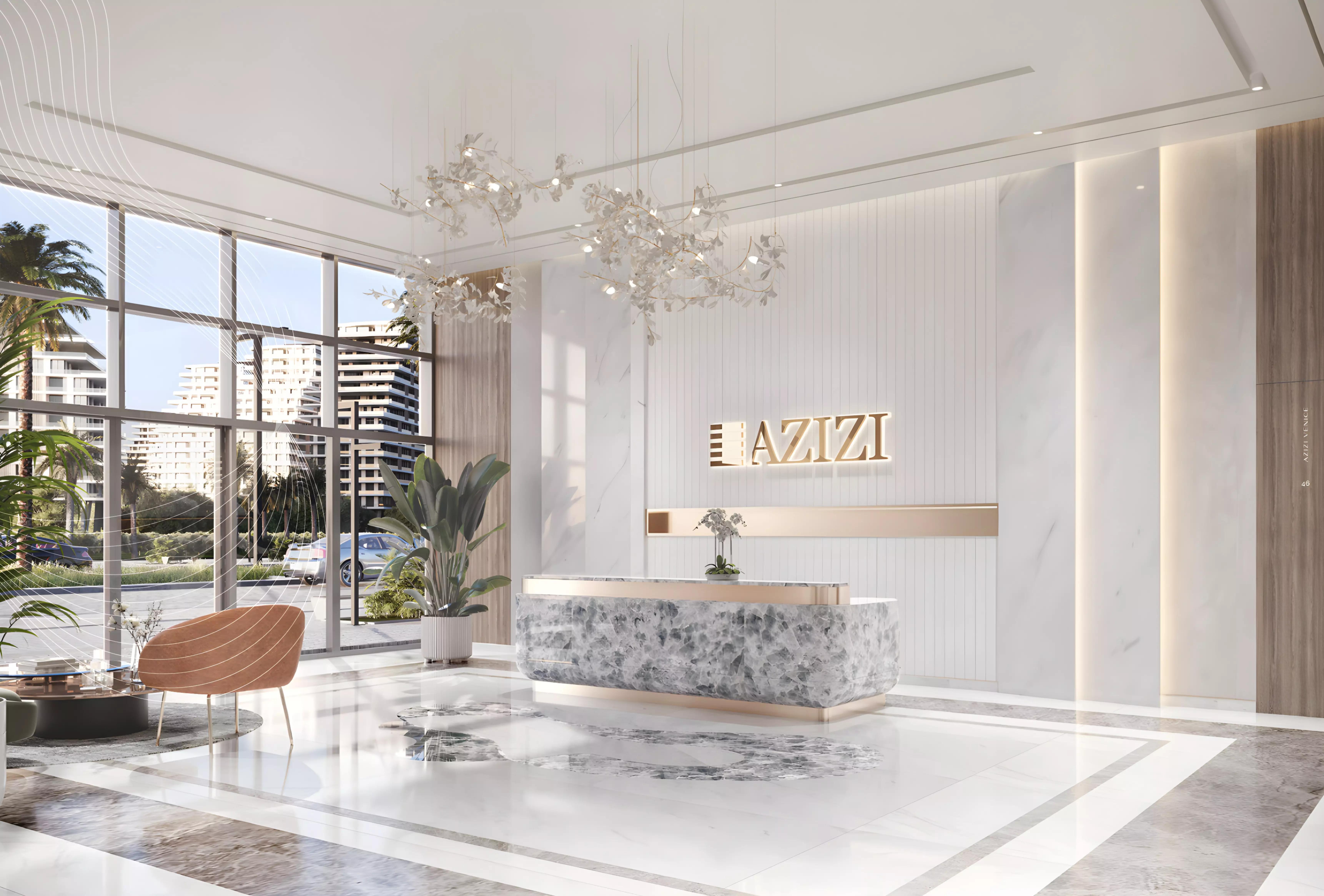 Amenity deck with pool view at Azizi Venice 6, Dubai South