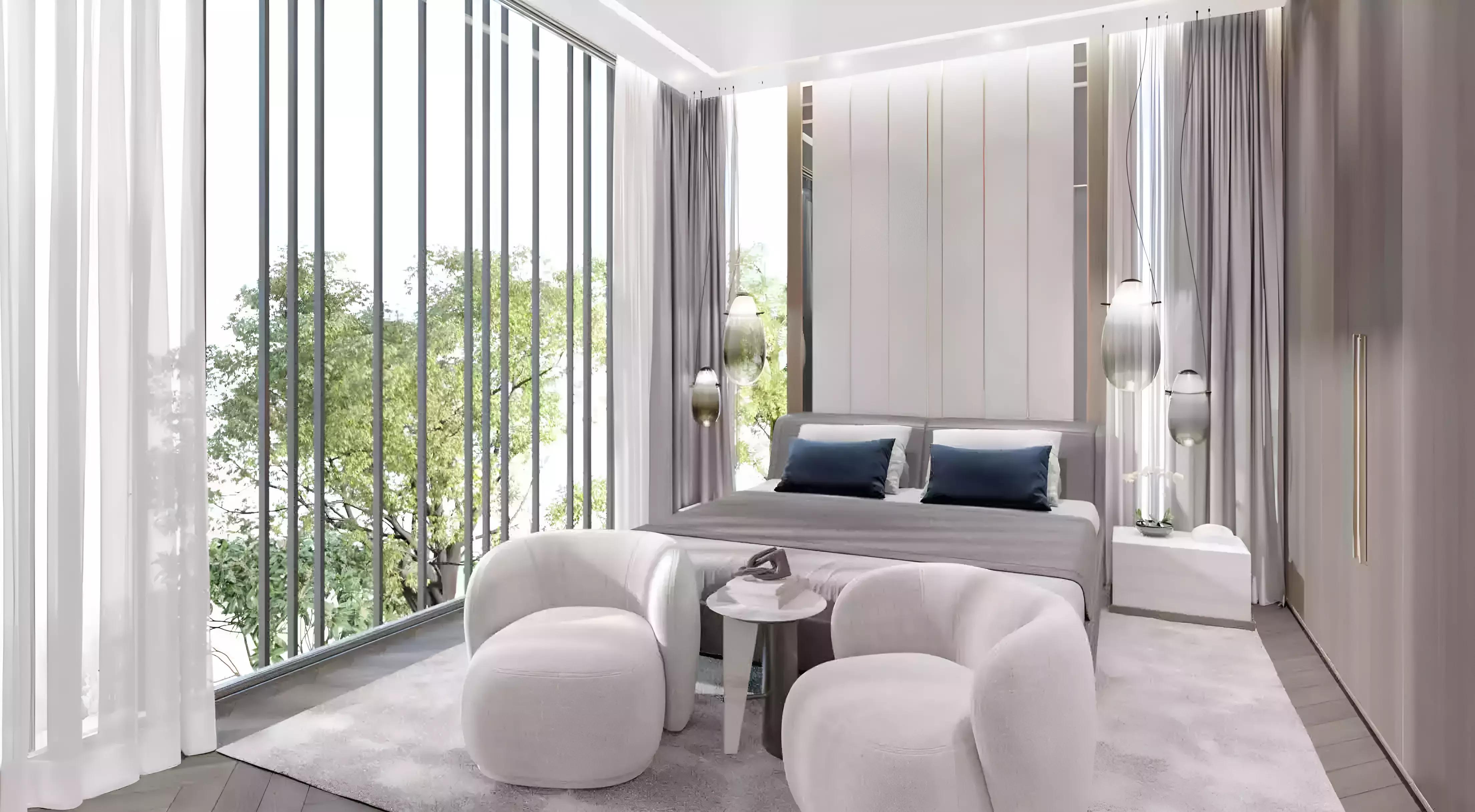 Utopia landscaped garden and outdoor walkway, DAMAC Hills, Dubai