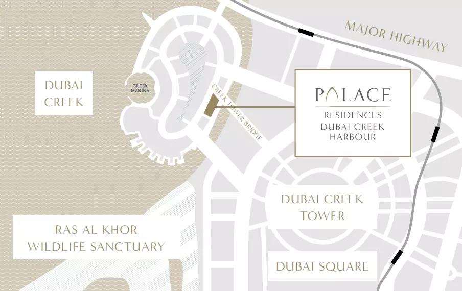 Palace Residences master plan, The Lagoons, Dubai Creek Harbour