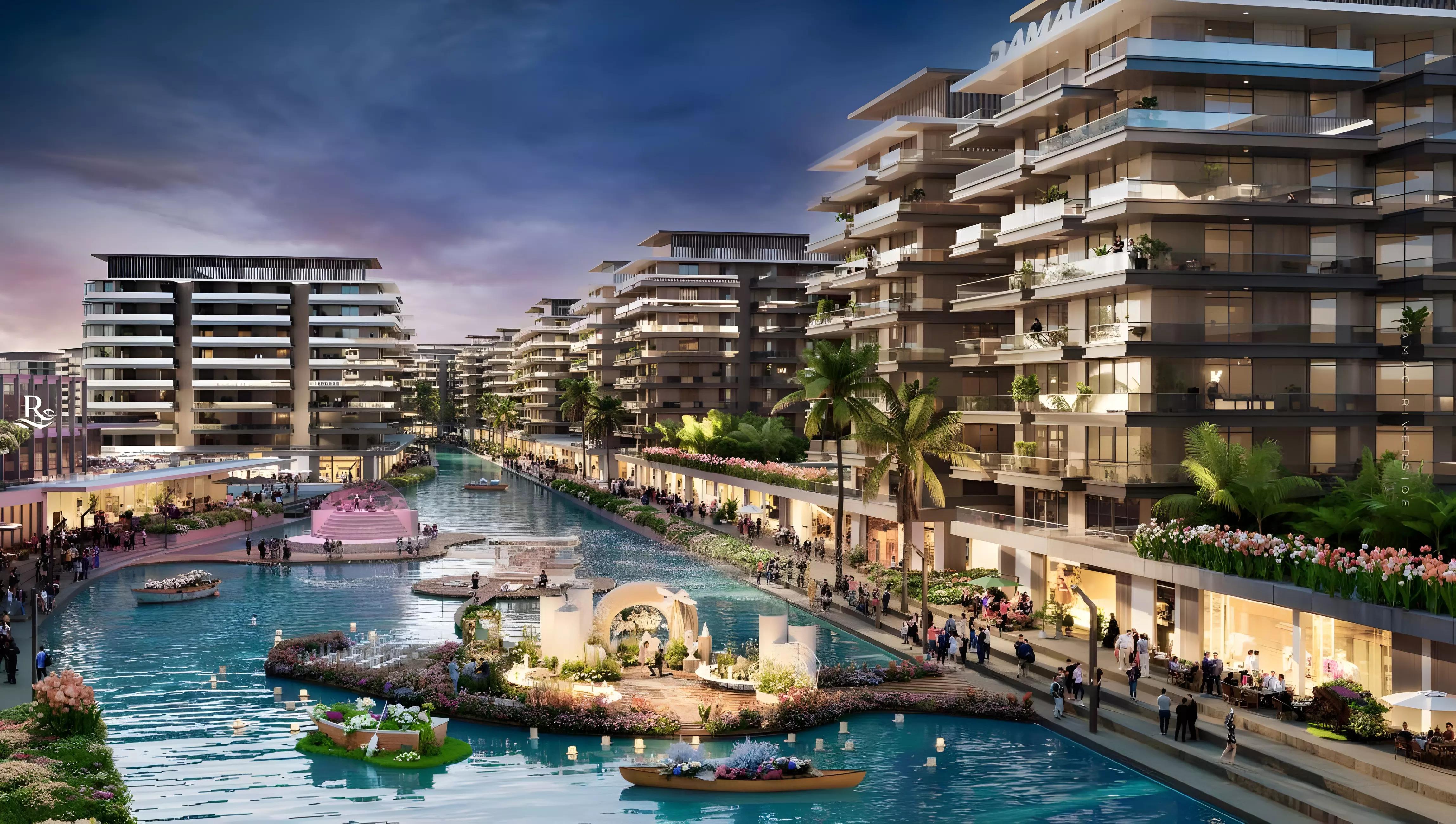 Damac Riverside Views Royal 1 residential tower and landscaping, DIP 2, Dubai