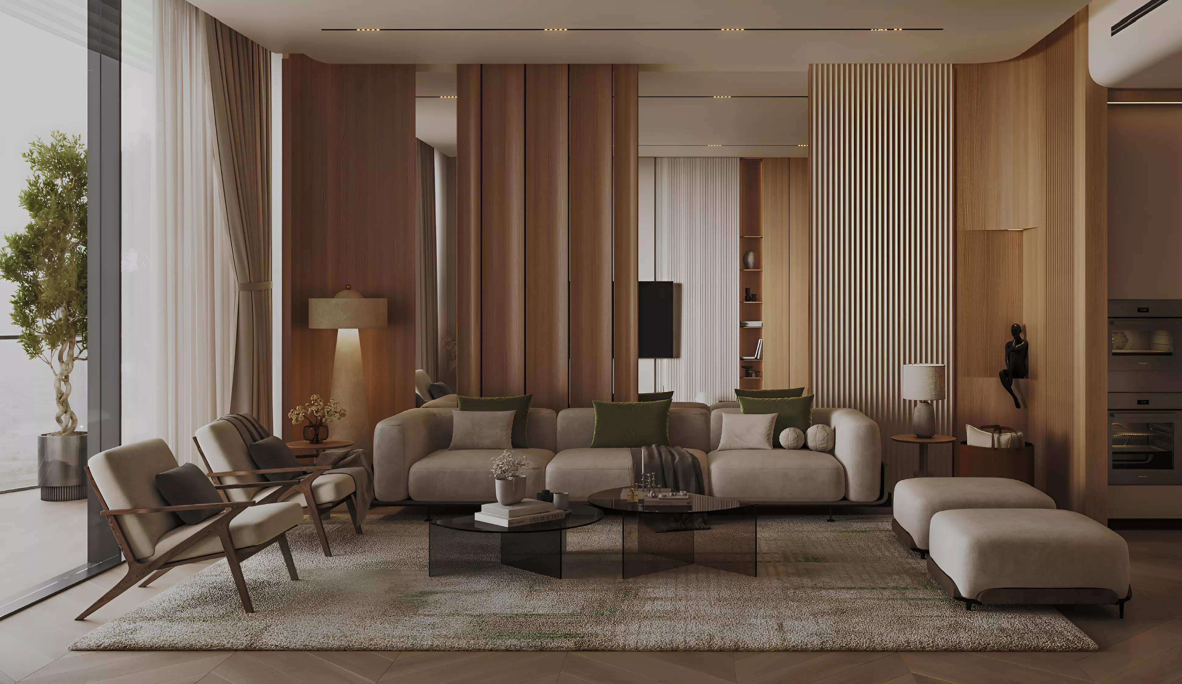 Binghatti Grove interior apartment living space, JVC, Dubai