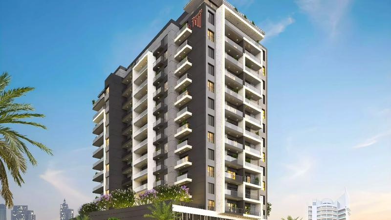 Al Waleed WS 1 apartment building exterior render, Dubai Land Residence Complex, Dubai